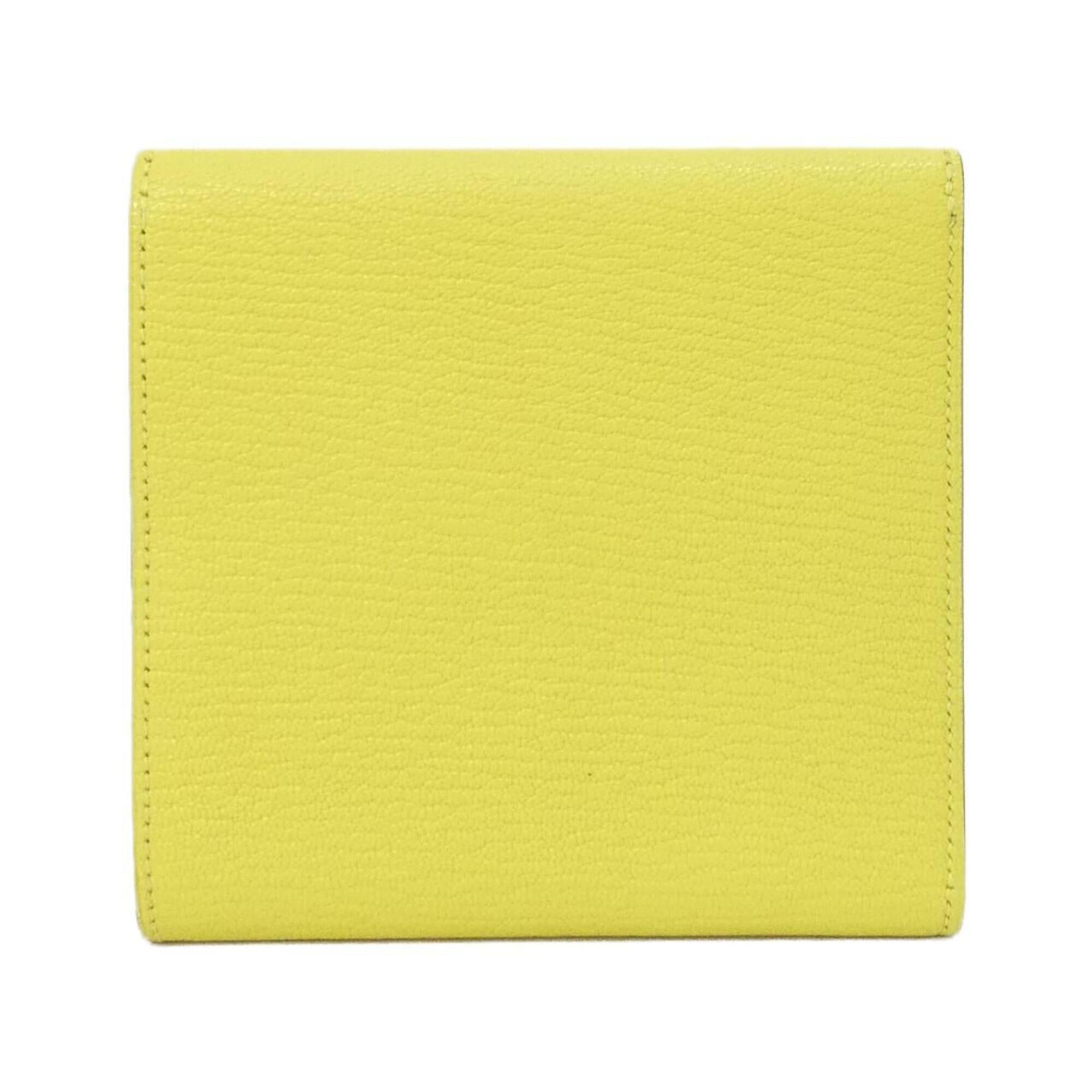 Hermes Lime Chevre Leather Wallet (Tri-Fold) (Pre-Owned)