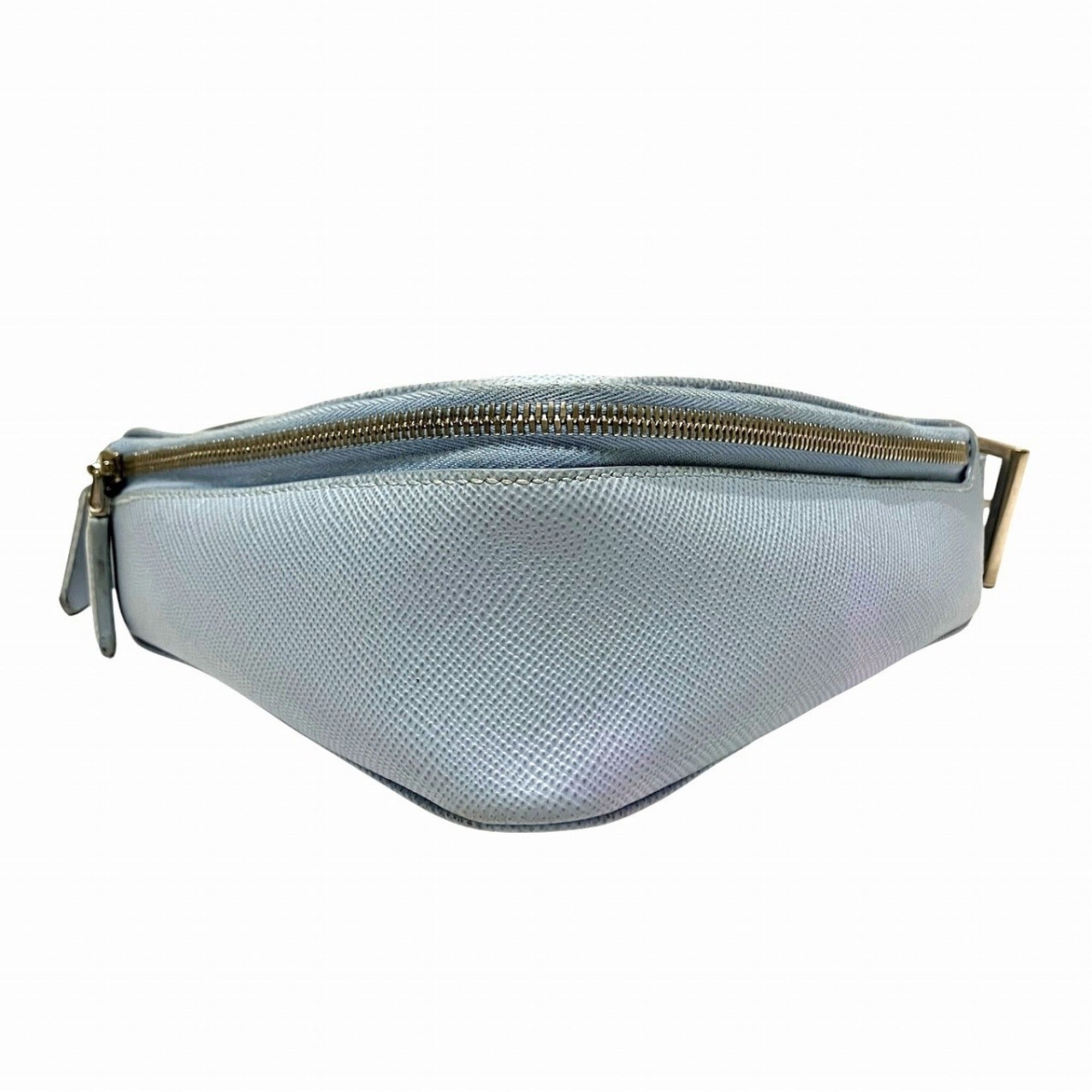 Prada Saffiano Light Blue Leather Shoulder Bag (Pre-Owned)