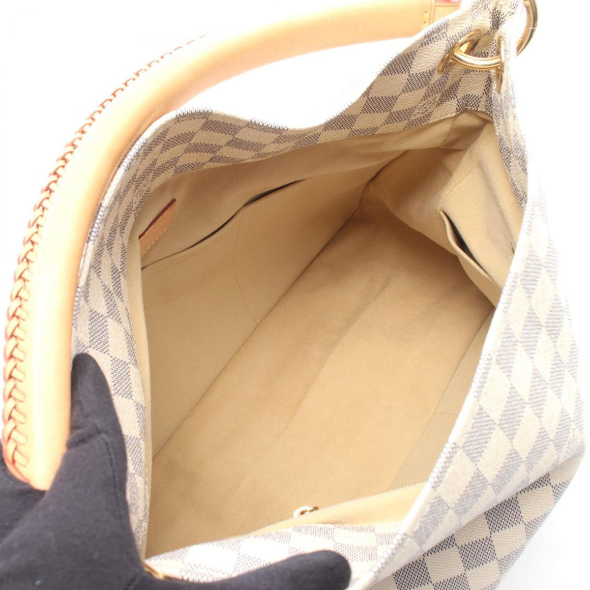 Louis Vuitton White Coated Canvas Leather Handbag Shoulder Bag (Pre-Owned)