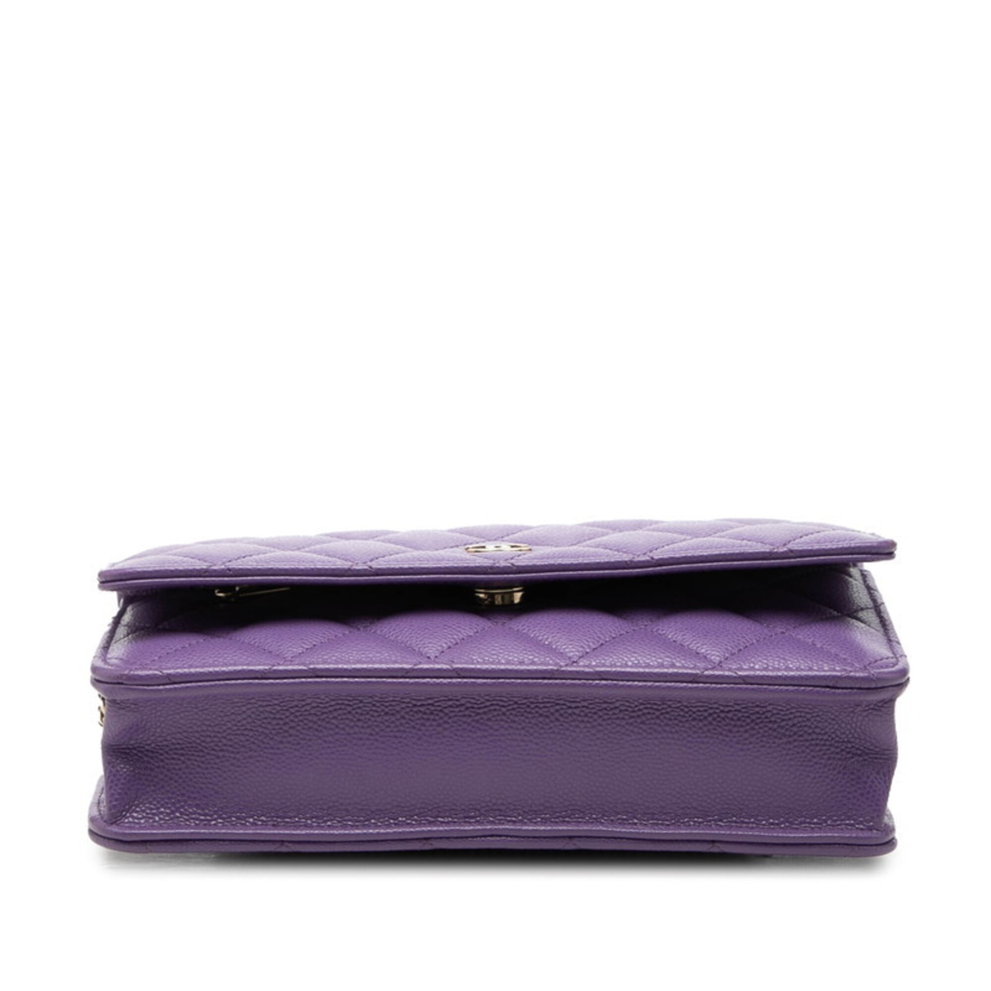 Chanel Matelasse Gold Purple Grained Calfskin Shoulder Bag (Pre-Owned)