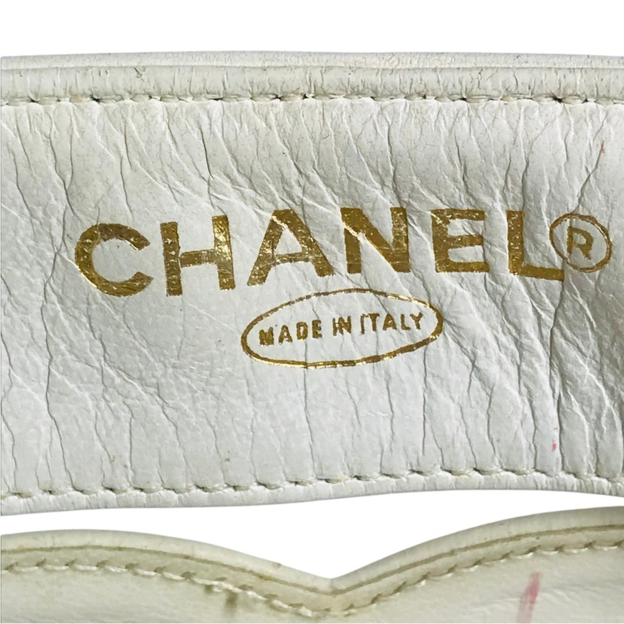 Chanel White Vinyl Leather Shoulder Bag Tote Bag (Pre-Owned)