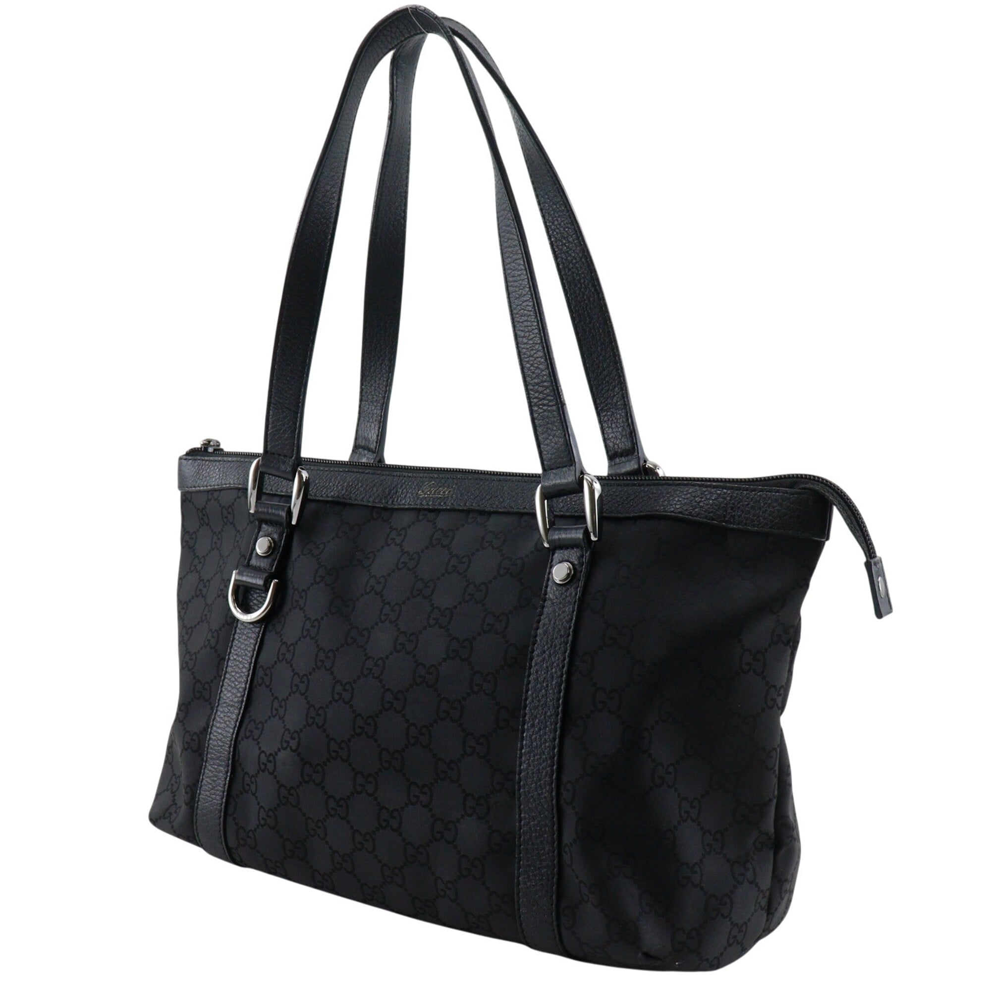 Gucci Black Nylon Canvas Tote Bag (Pre-Owned)