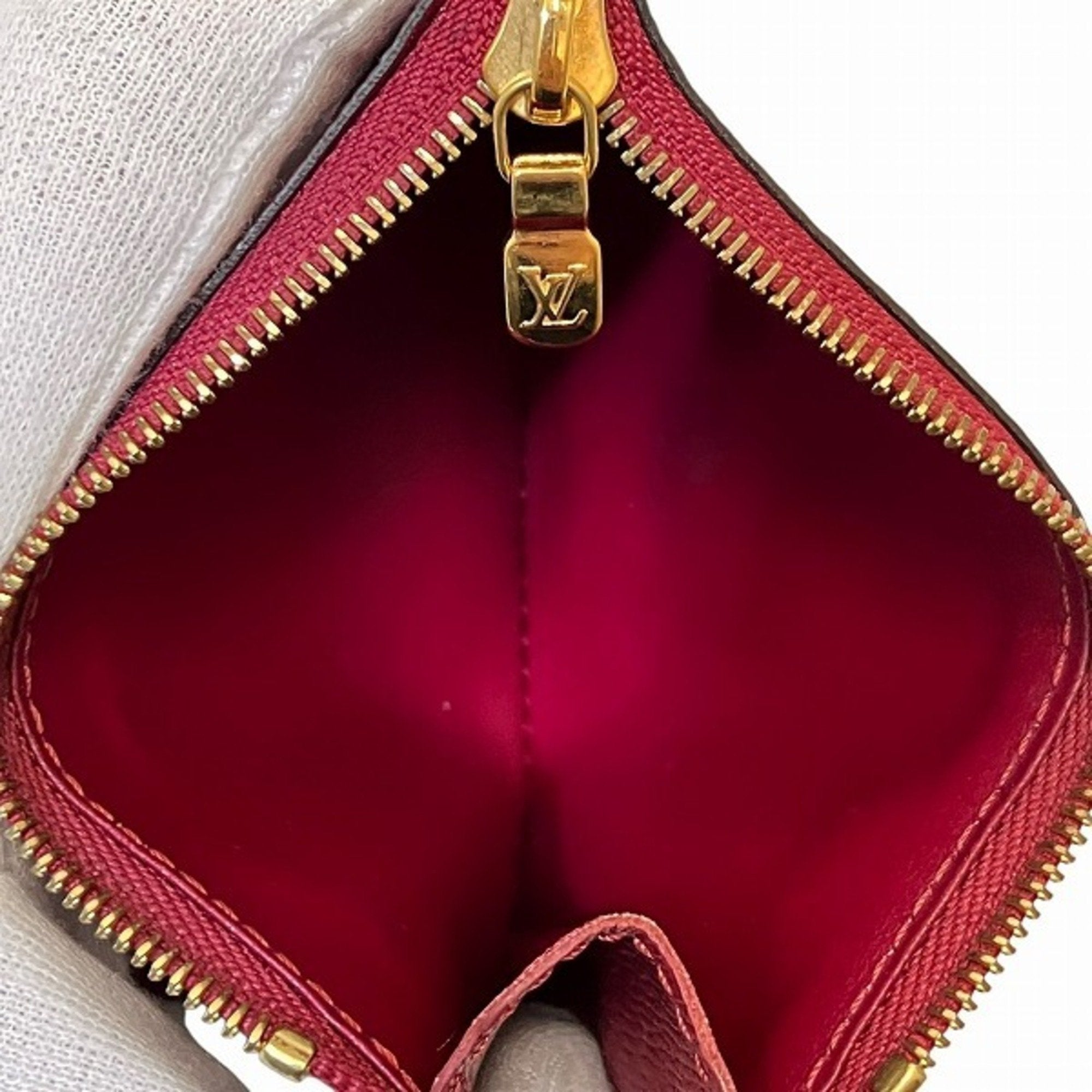 Louis Vuitton Monogram Brown Fuchsia Monogram Monogram Wallet (Tri-Fold) (Pre-Owned)
