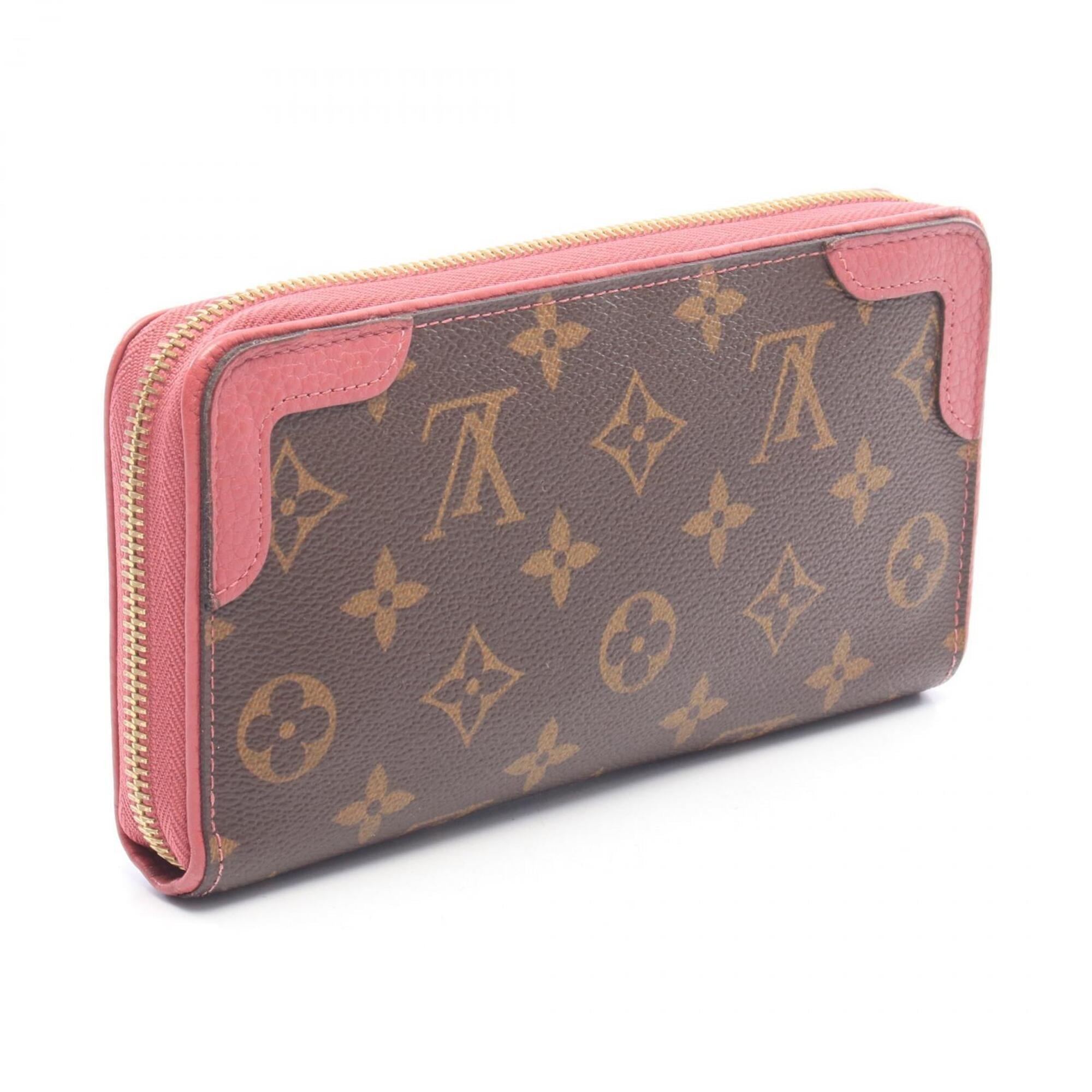 Louis Vuitton Brown Monogram Pink Leather Pvc Long Wallet (Bi-Fold) (Pre-Owned)