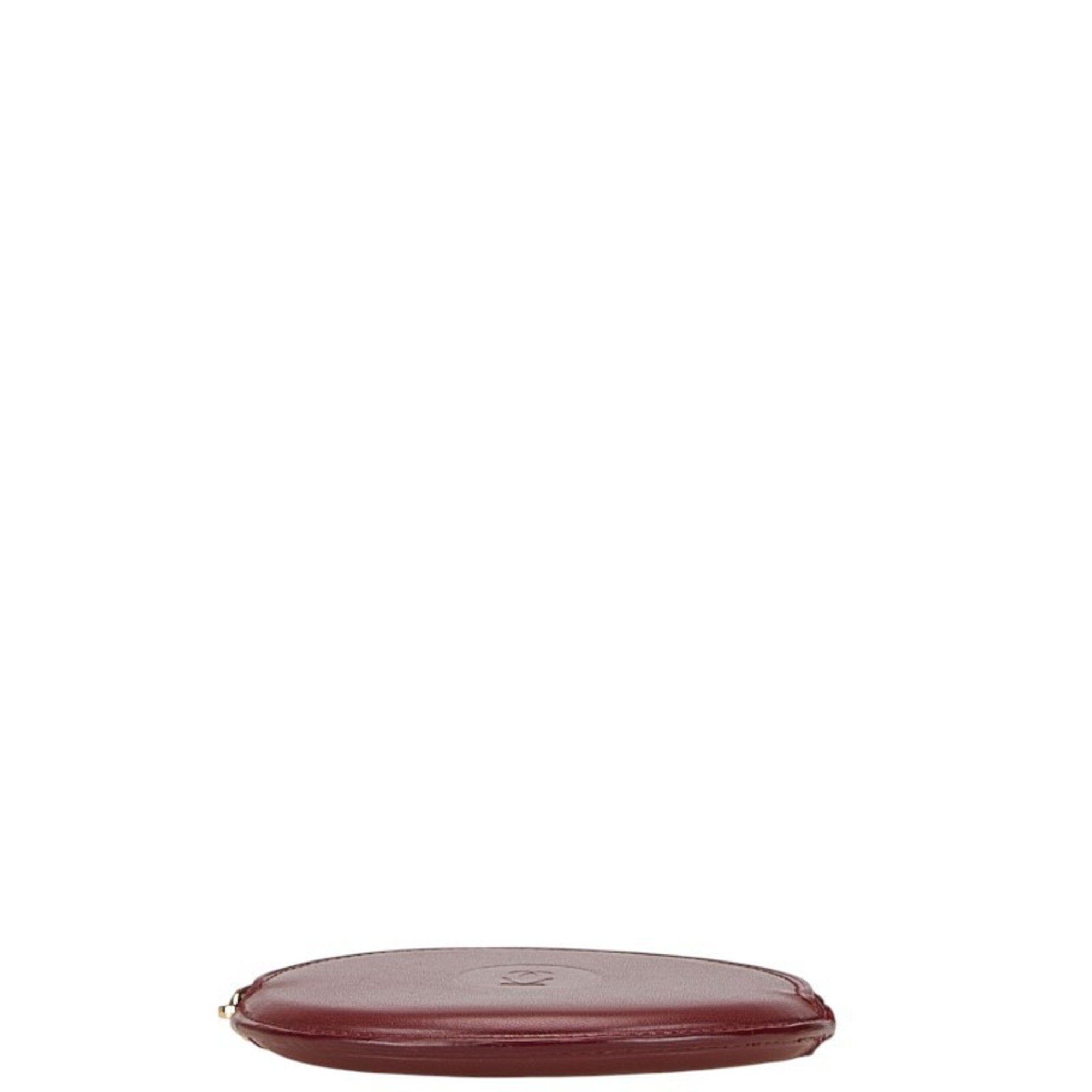 Cartier Wine Red Leather Coin Purse/Coin Case (Pre-Owned)