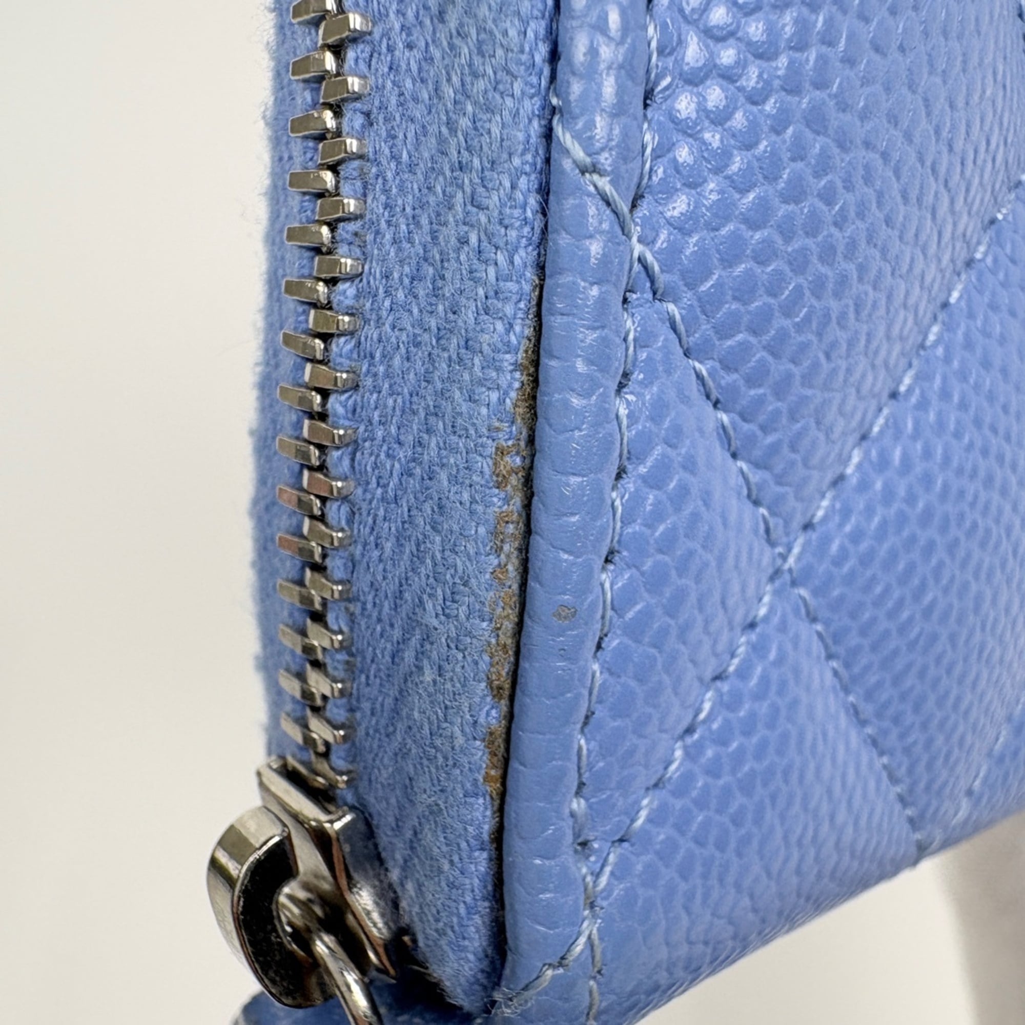 Chanel Blue Leather Coin Purse/Coin Case (Pre-Owned)