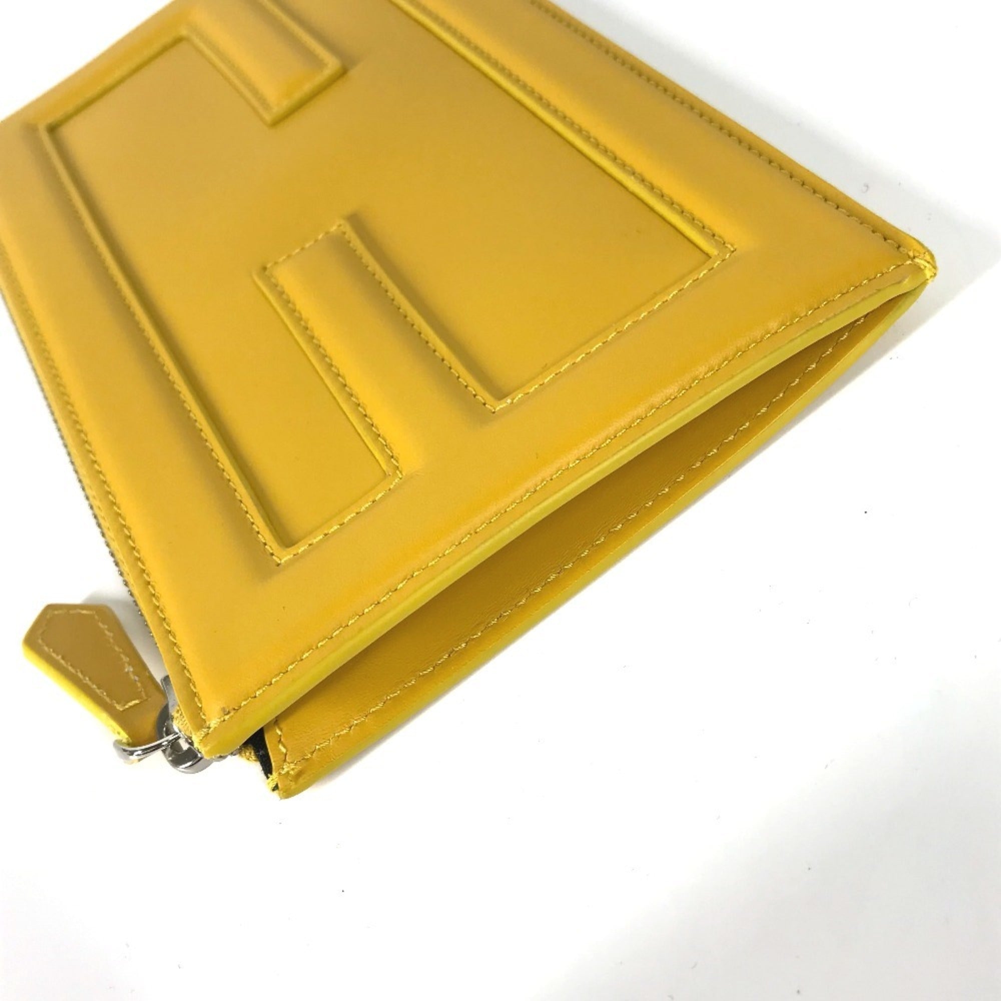 Fendi Yellow Leather Clutch Bag Pouch (Pre-Owned)