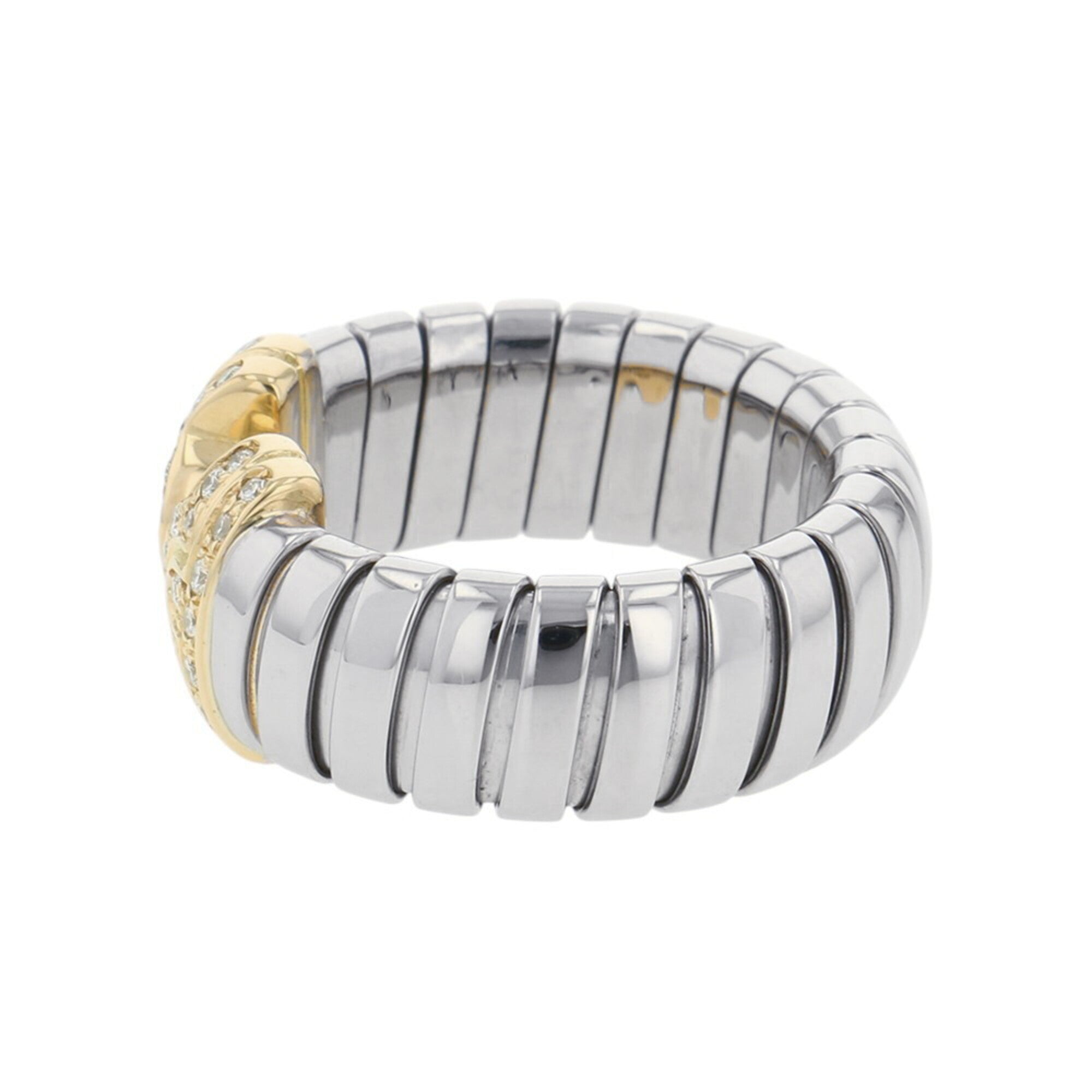 Bvlgari Tubogas Yellow Gold (18K) Stainless Steel Band Ring (Pre-Owned)