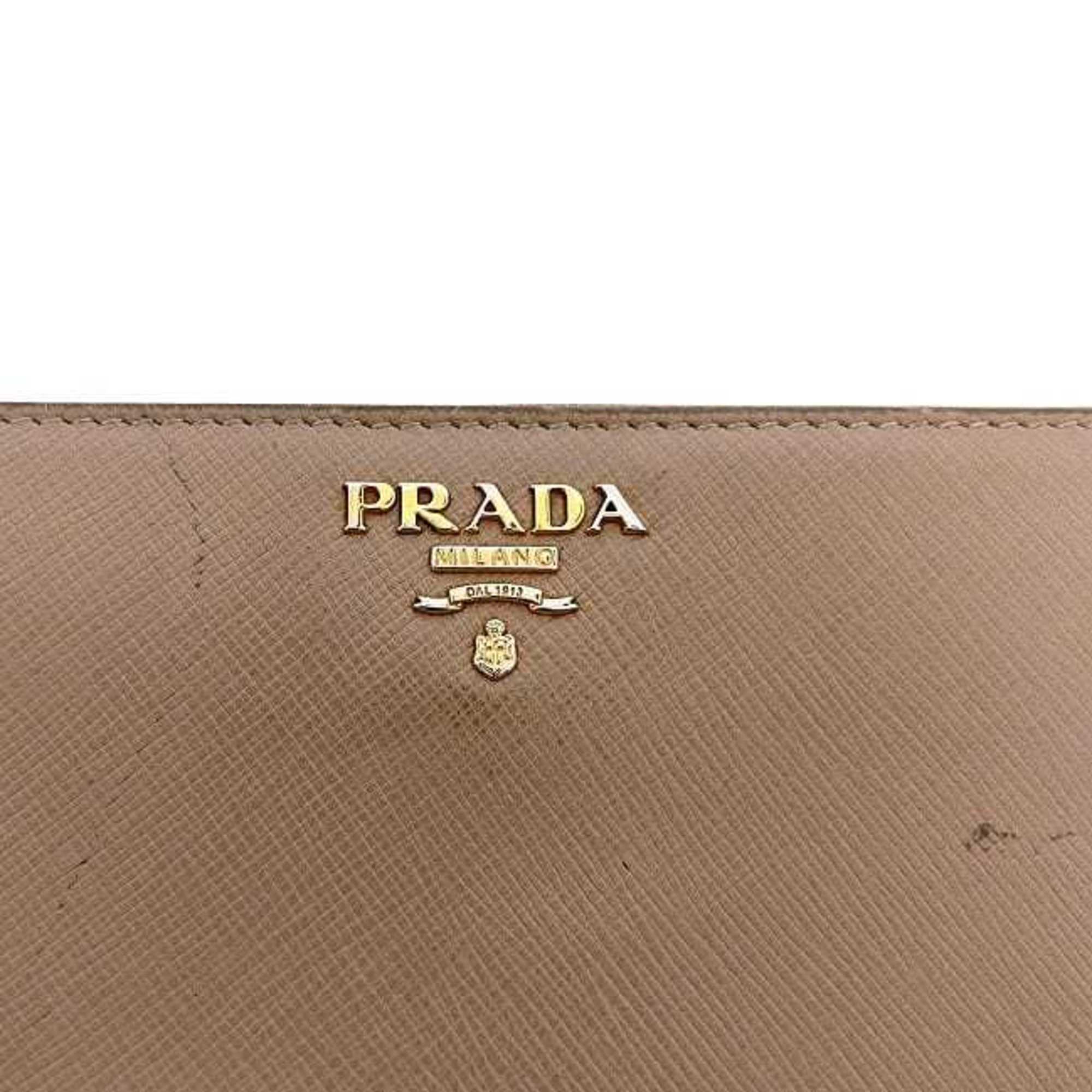 Prada Pink Beige Saffiano Metal Long Wallet (Bi-Fold) (Pre-Owned)