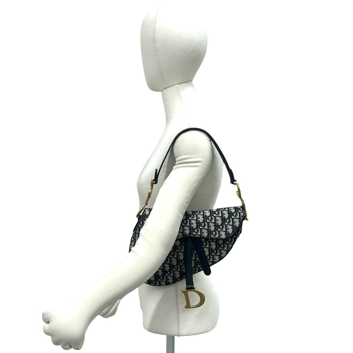 Christian Dior Navy Canvas Leather Saddle Bag Shoulder Bag (Pre-Owned)