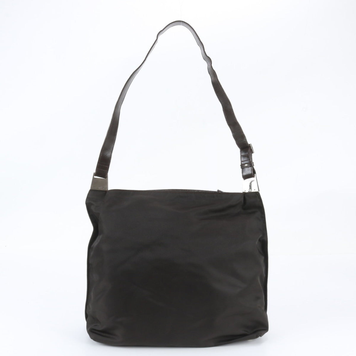 Gucci Brown Leather Nylon Messenger Bag Shoulder Bag Tote Bag (Pre-Owned)
