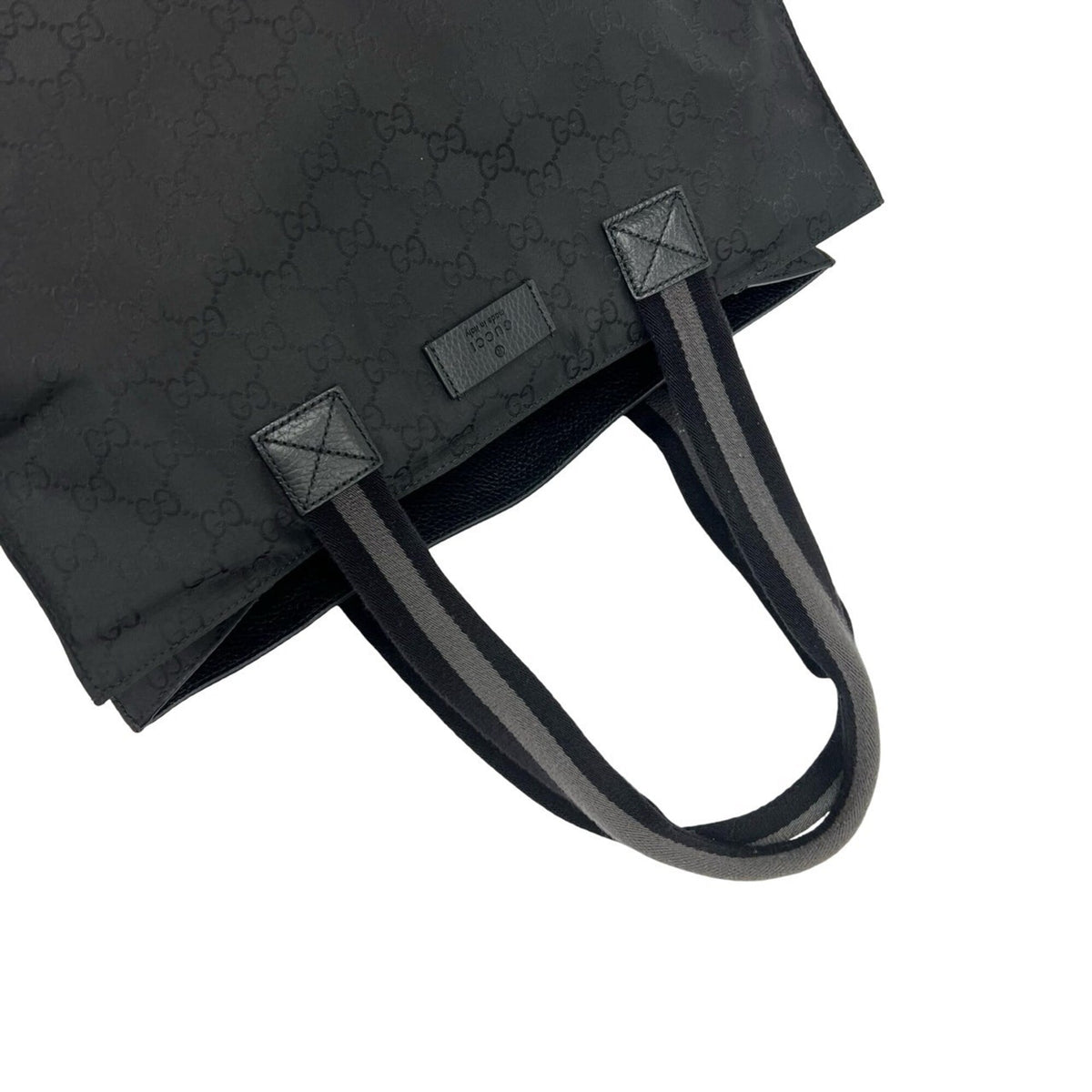 Gucci Black Nylon Leather Handbag Shoulder Bag Tote Bag (Pre-Owned)