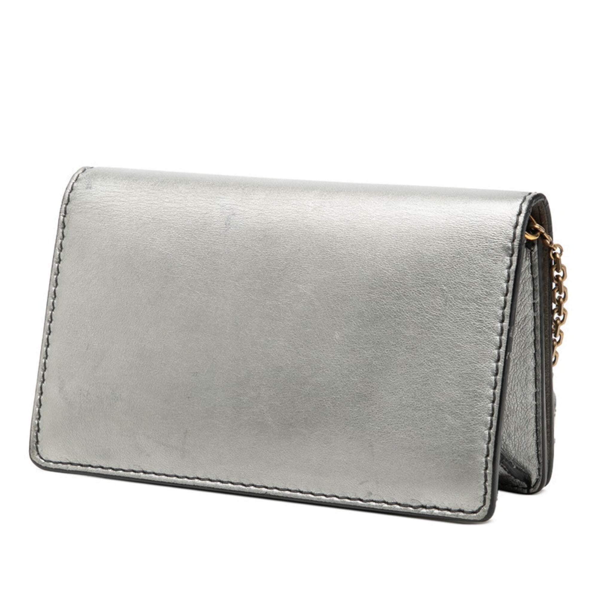Christian Dior Gold Silver Leather Shoulder Bag (Pre-Owned)