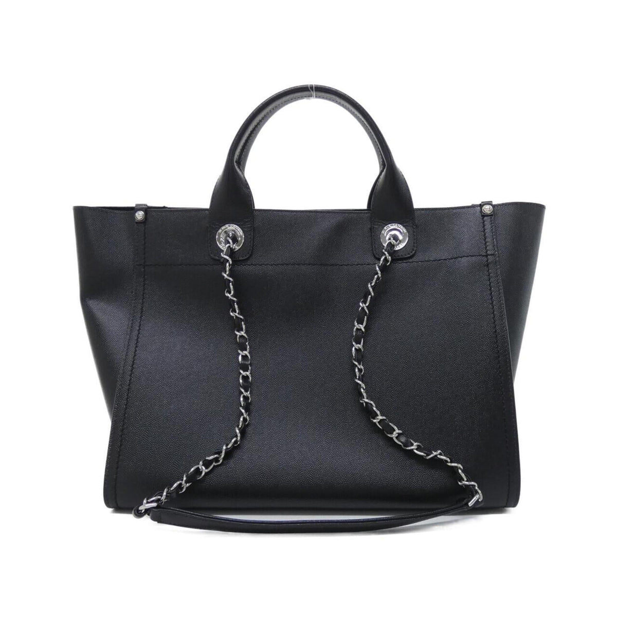 Chanel Black Grained Calfskin Handbag (Pre-Owned)