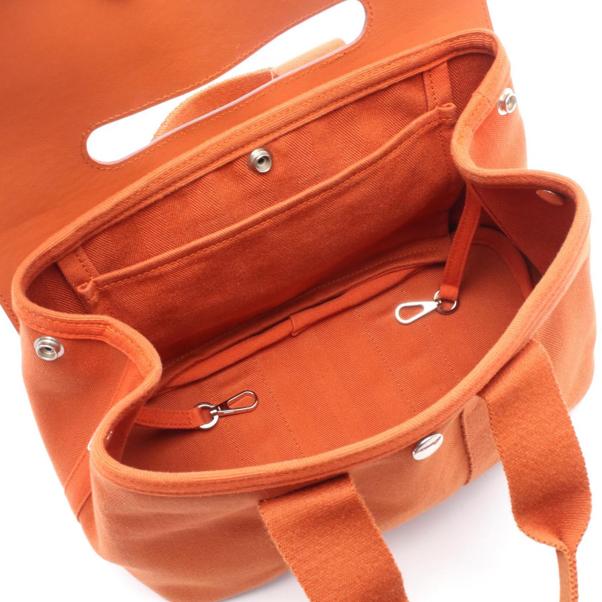 Hermes Orange Potiron Toile Chevron Handbag (Pre-Owned)