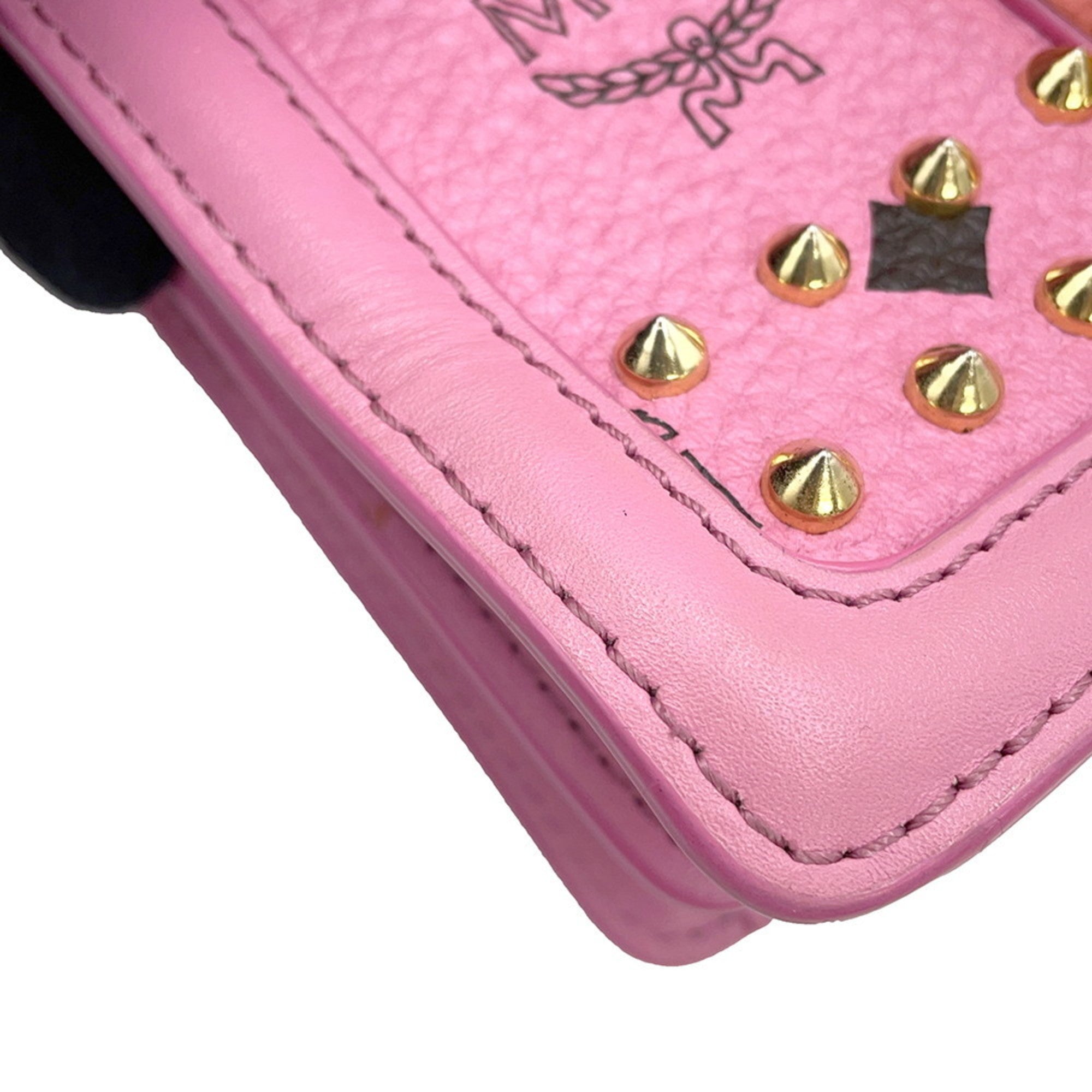 Mcm Pink Leather Rhinestone Handbag (Pre-Owned)