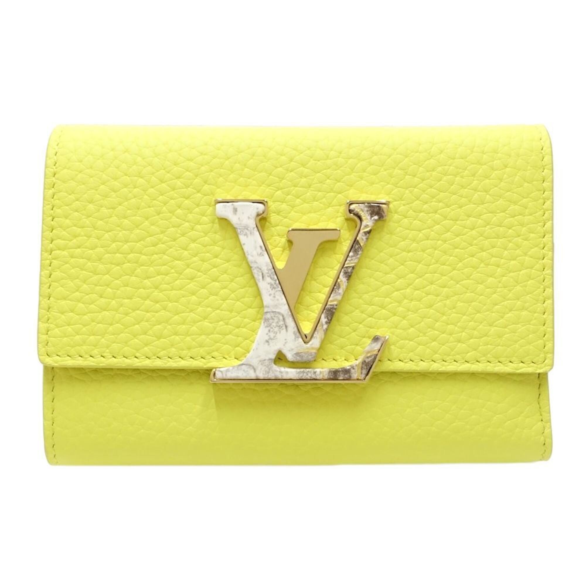 Louis Vuitton Lemon Yellow Leather Wallet (Tri-Fold) (Pre-Owned)