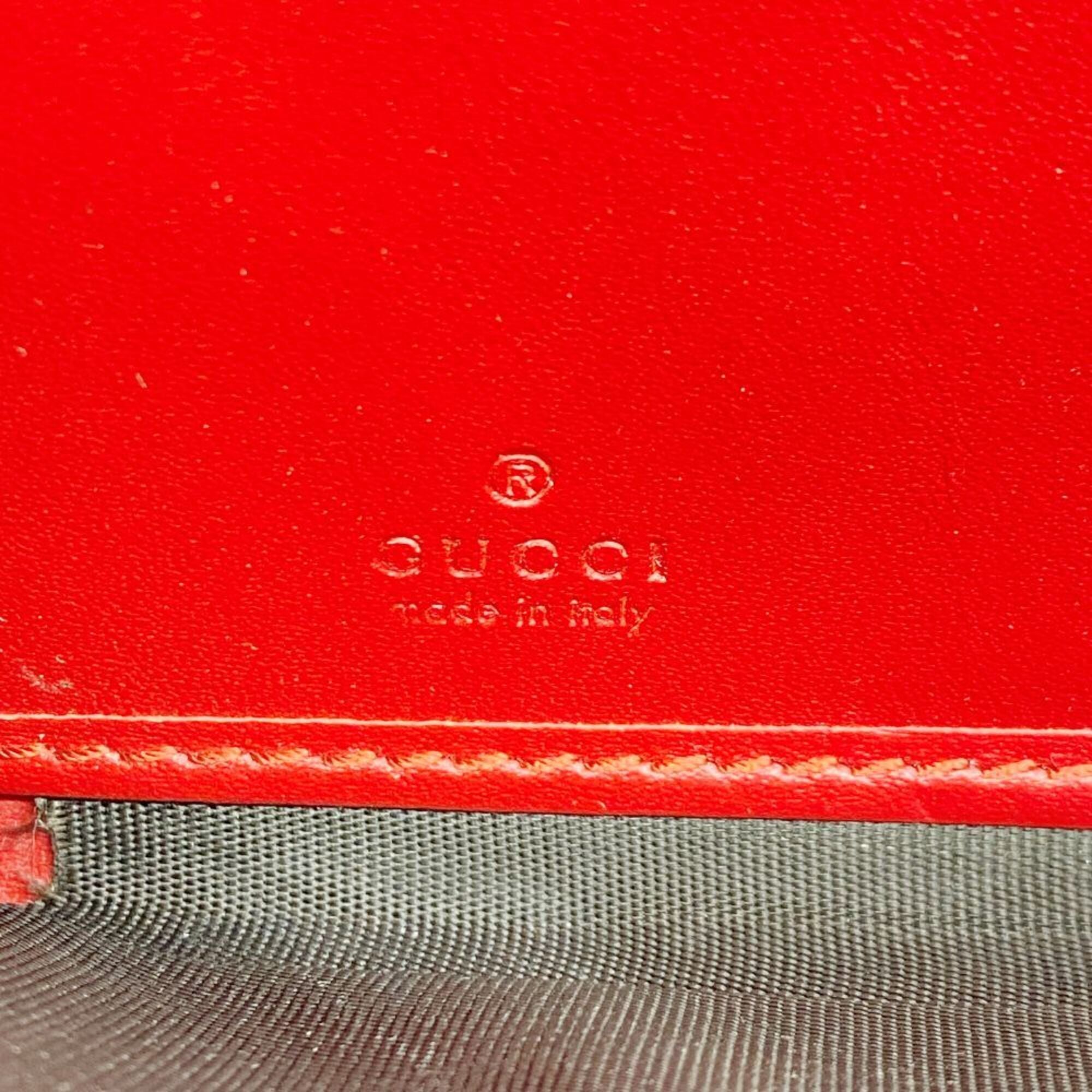 Gucci Red Color Leather Long Wallet (Bi-Fold) (Pre-Owned)