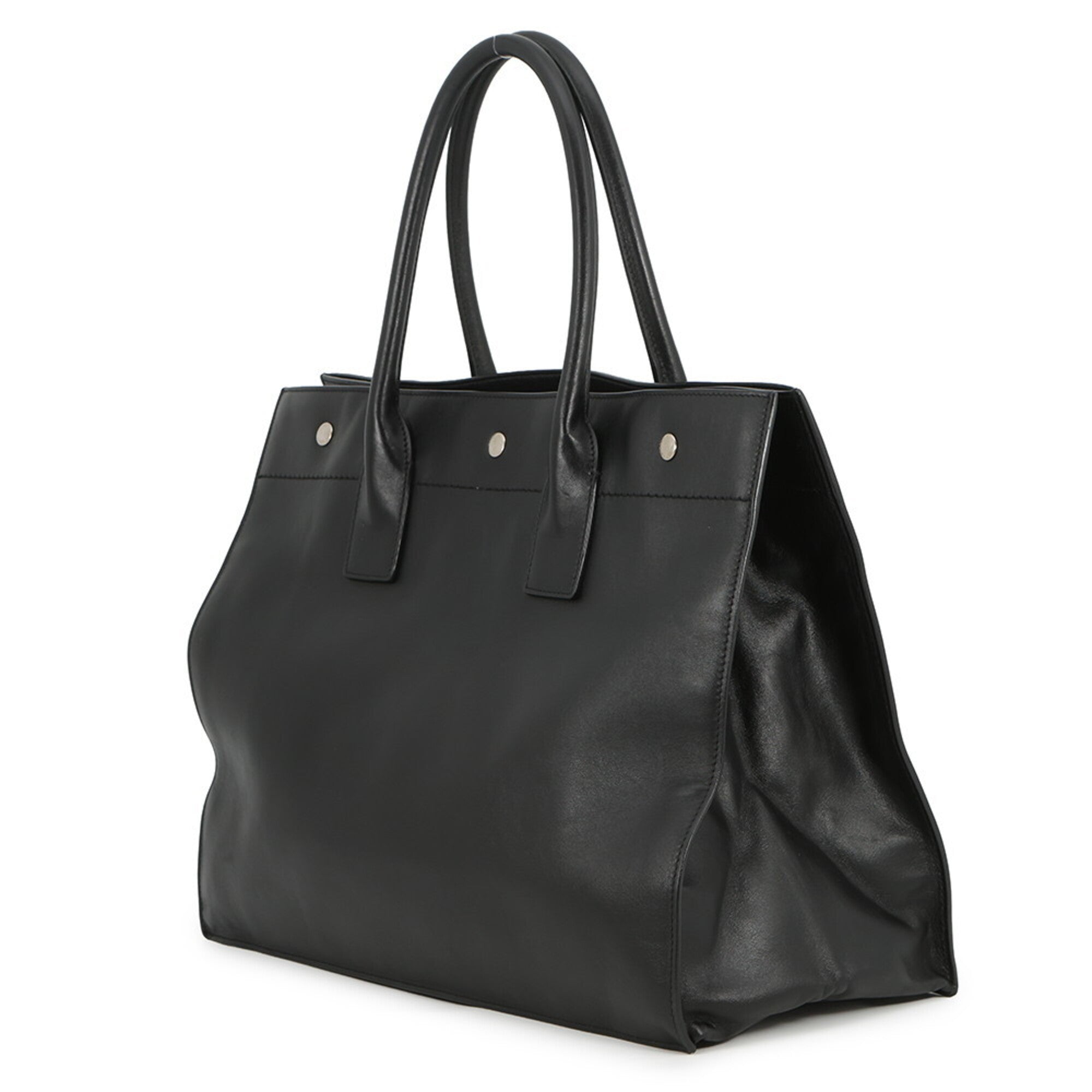 Yves Saint Laurent Black Leather Handbag Tote Bag (Pre-Owned)