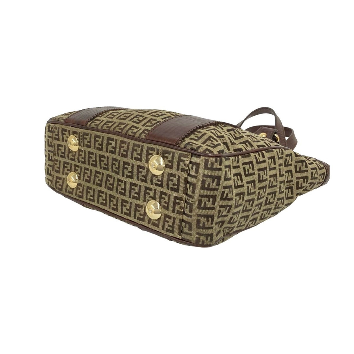 Fendi Brown Canvas Leather Handbag Tote Bag (Pre-Owned)