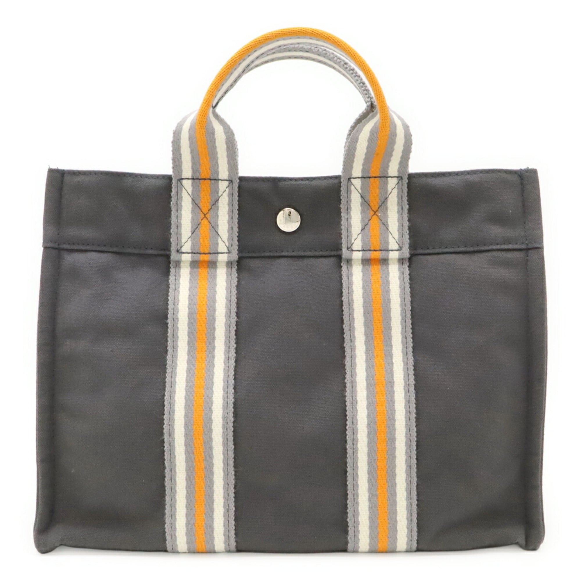 Hermes Gray Orange White Canvas Handbag Tote Bag (Pre-Owned)