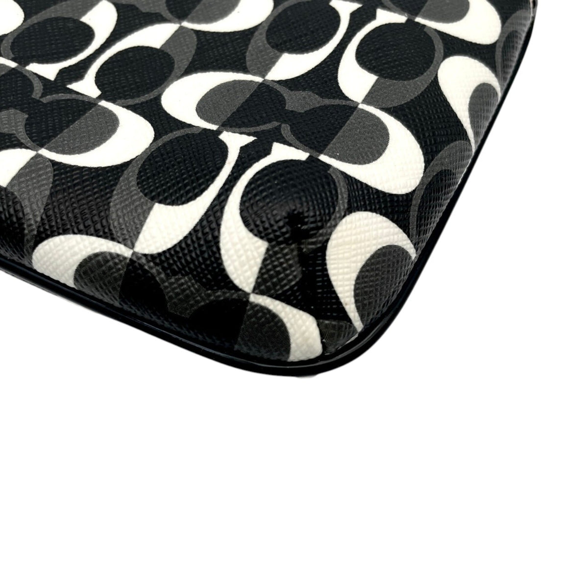 Coach Black Gray White Coated Canvas Leather Clutch Bag Pouch (Pre-Owned)
