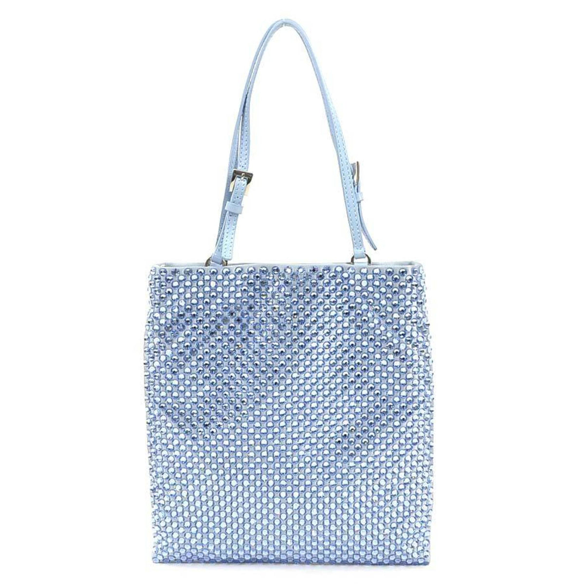 Prada Light Blue Satin Rhinestone Handbag (Pre-Owned)