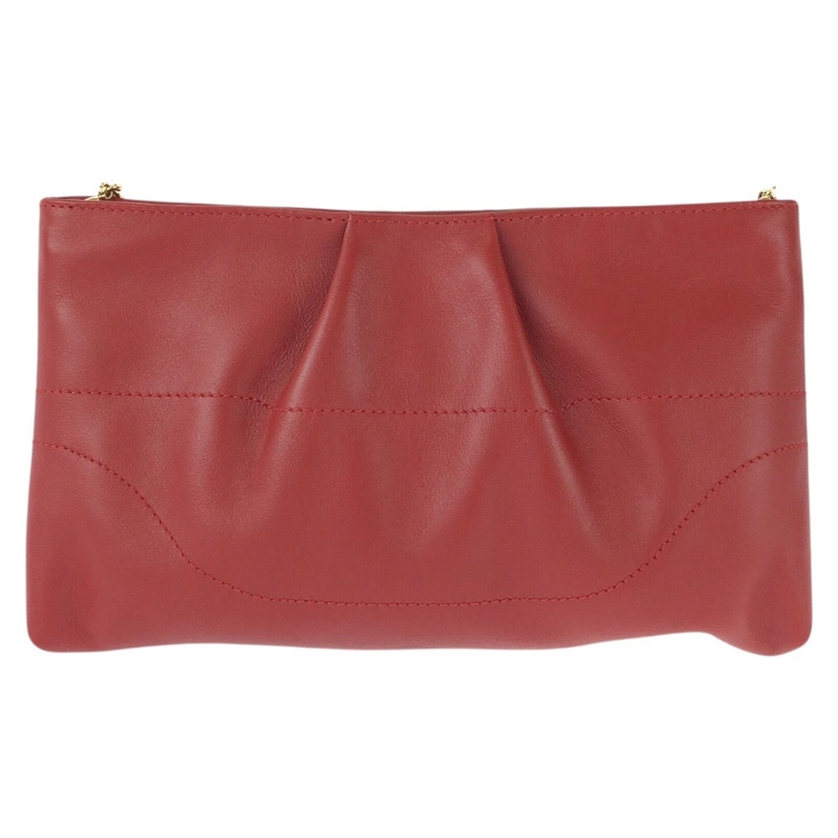 Salvatore Ferragamo Red Color Leather Clutch Bag Shoulder Bag (Pre-Owned)