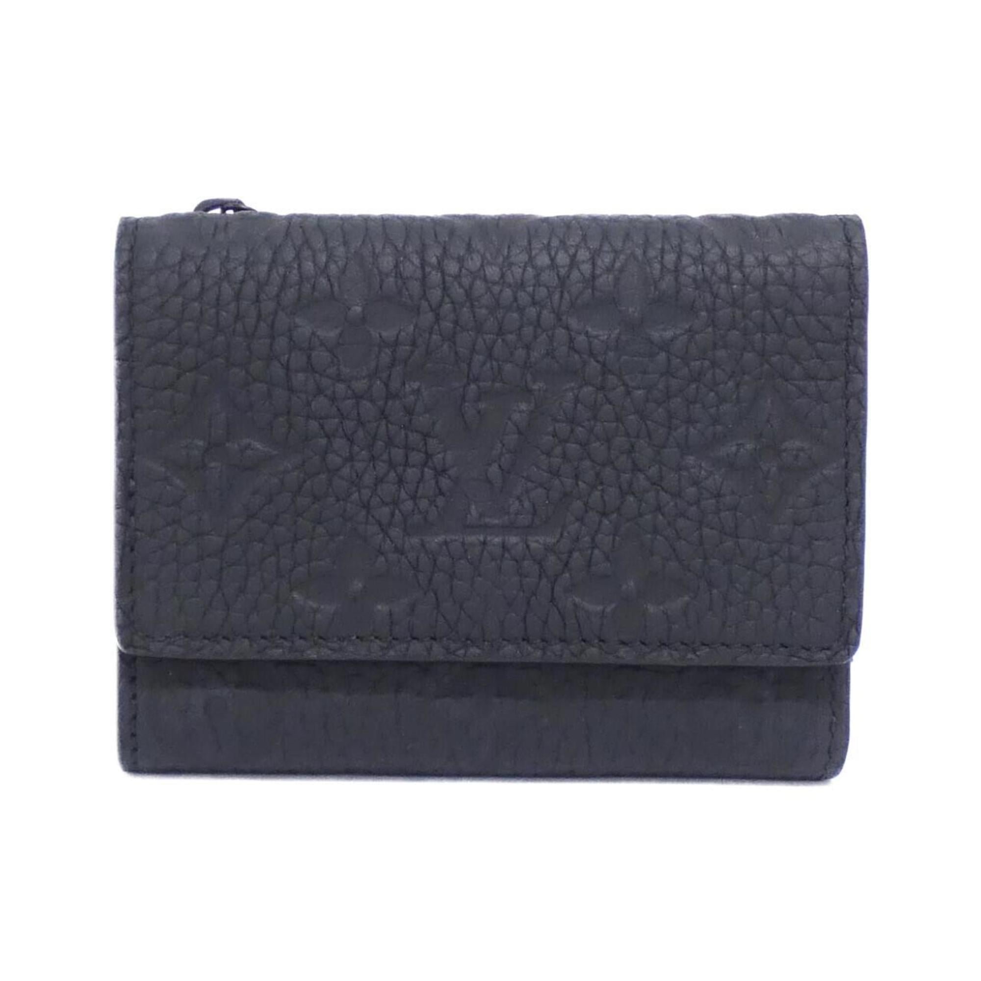 Louis Vuitton Black Leather Wallet (Tri-Fold) (Pre-Owned)