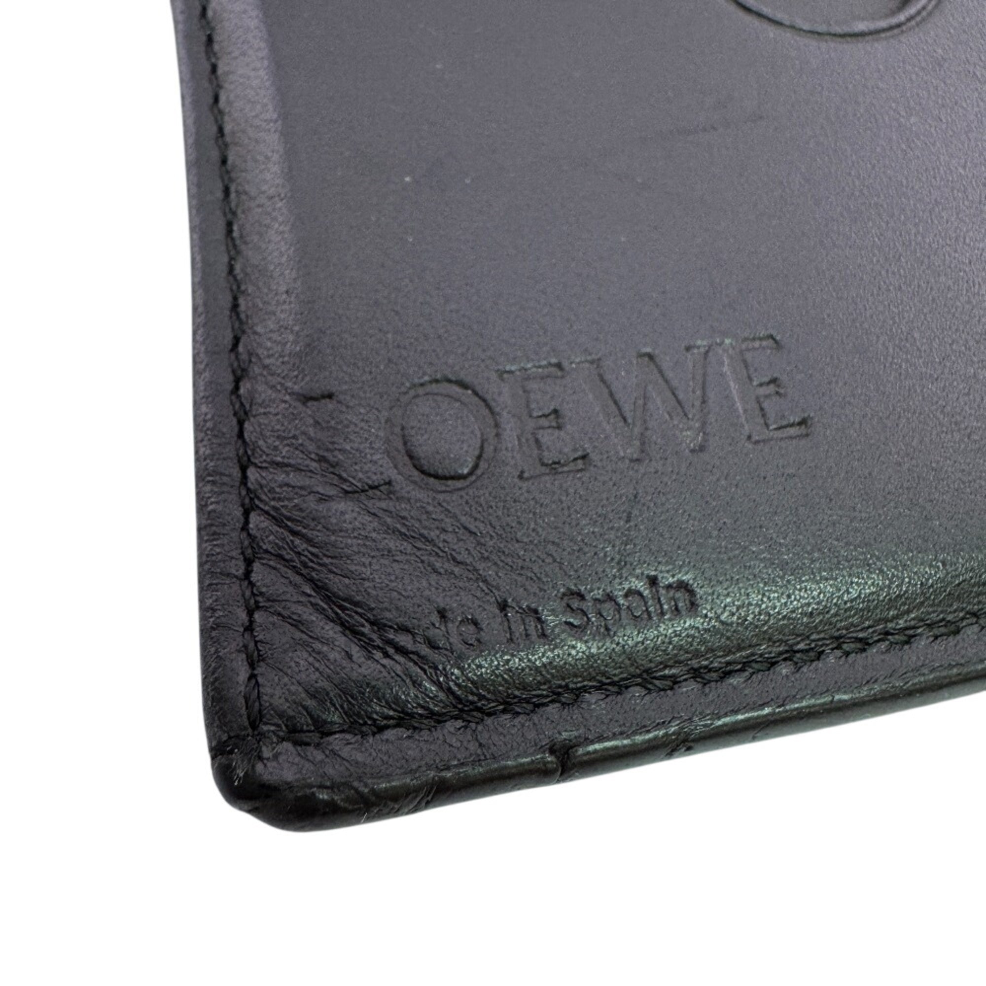 Loewe Black Green Khaki Leather Long Wallet (Bi-Fold) (Pre-Owned)