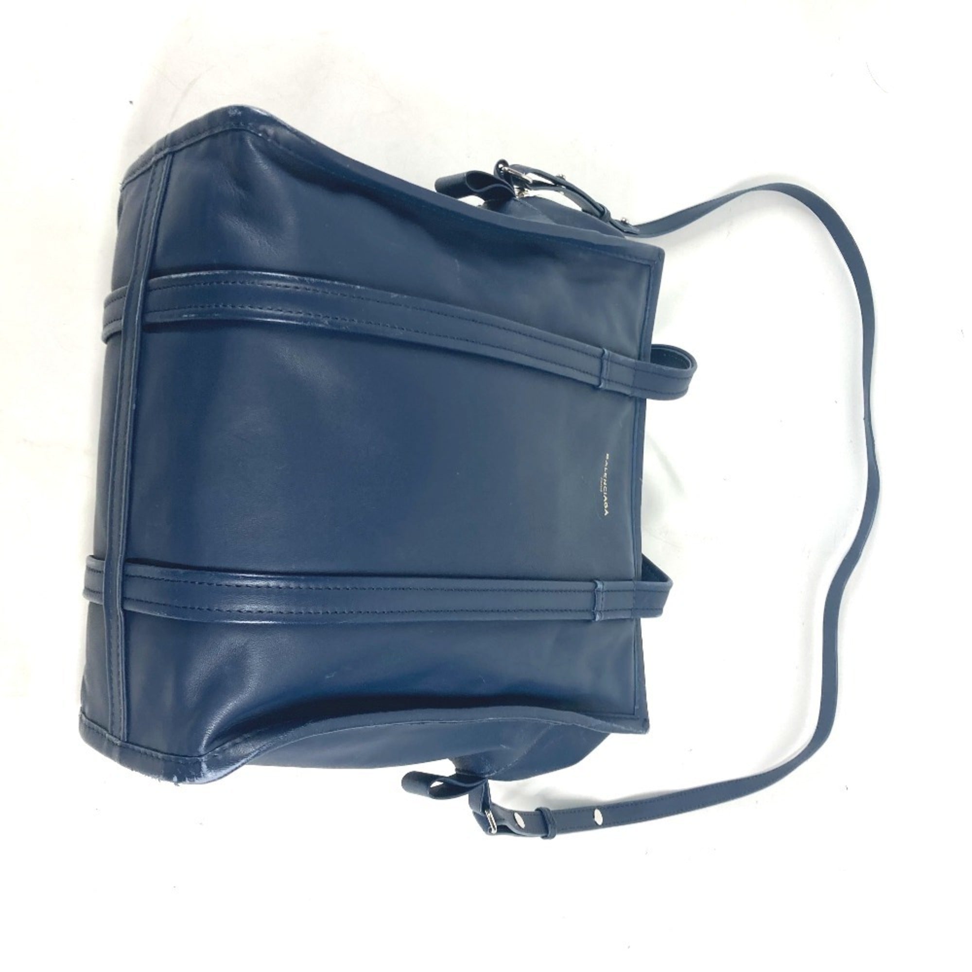 Balenciaga Navy Leather Handbag Shoulder Bag Tote Bag (Pre-Owned)