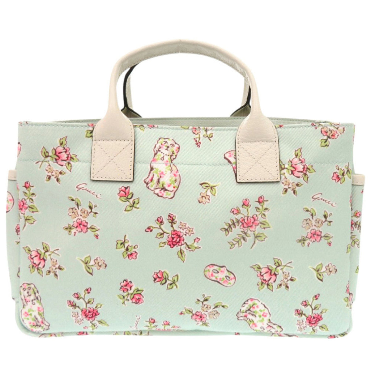 Gucci Mint Blue Canvas Leather Handbag Tote Bag (Pre-Owned)