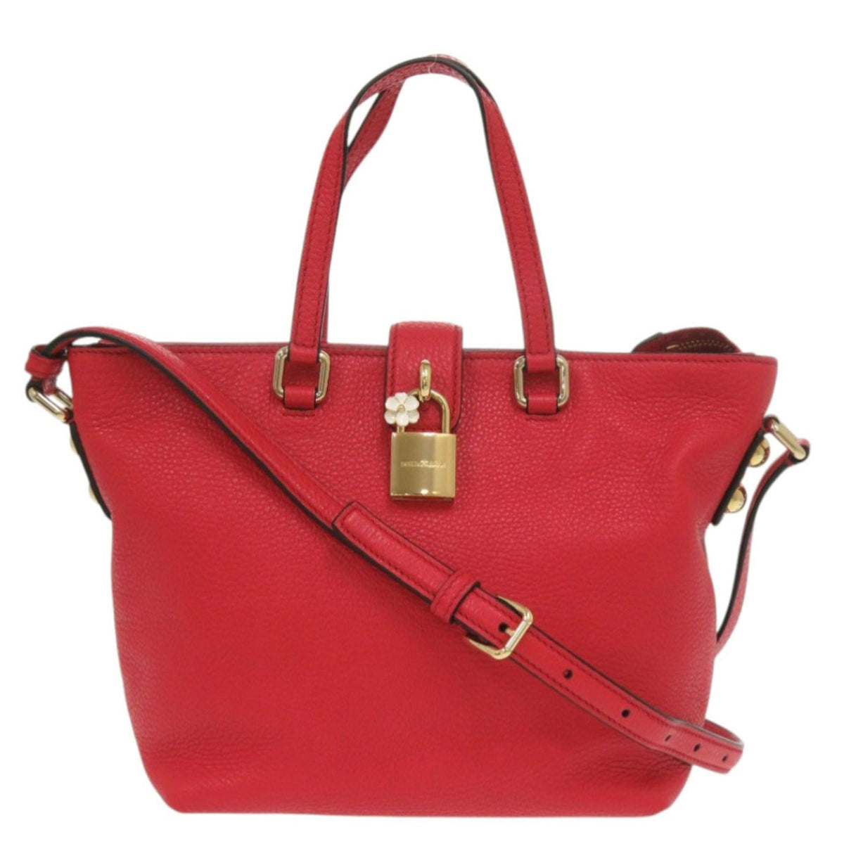 Dolce & Gabbana Red Color Leather Shoulder Bag (Pre-Owned)