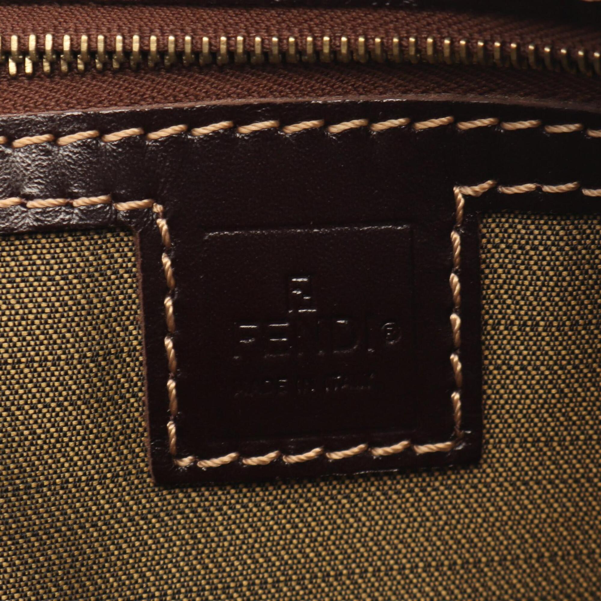 Fendi Brown Canvas Leather Handbag (Pre-Owned)