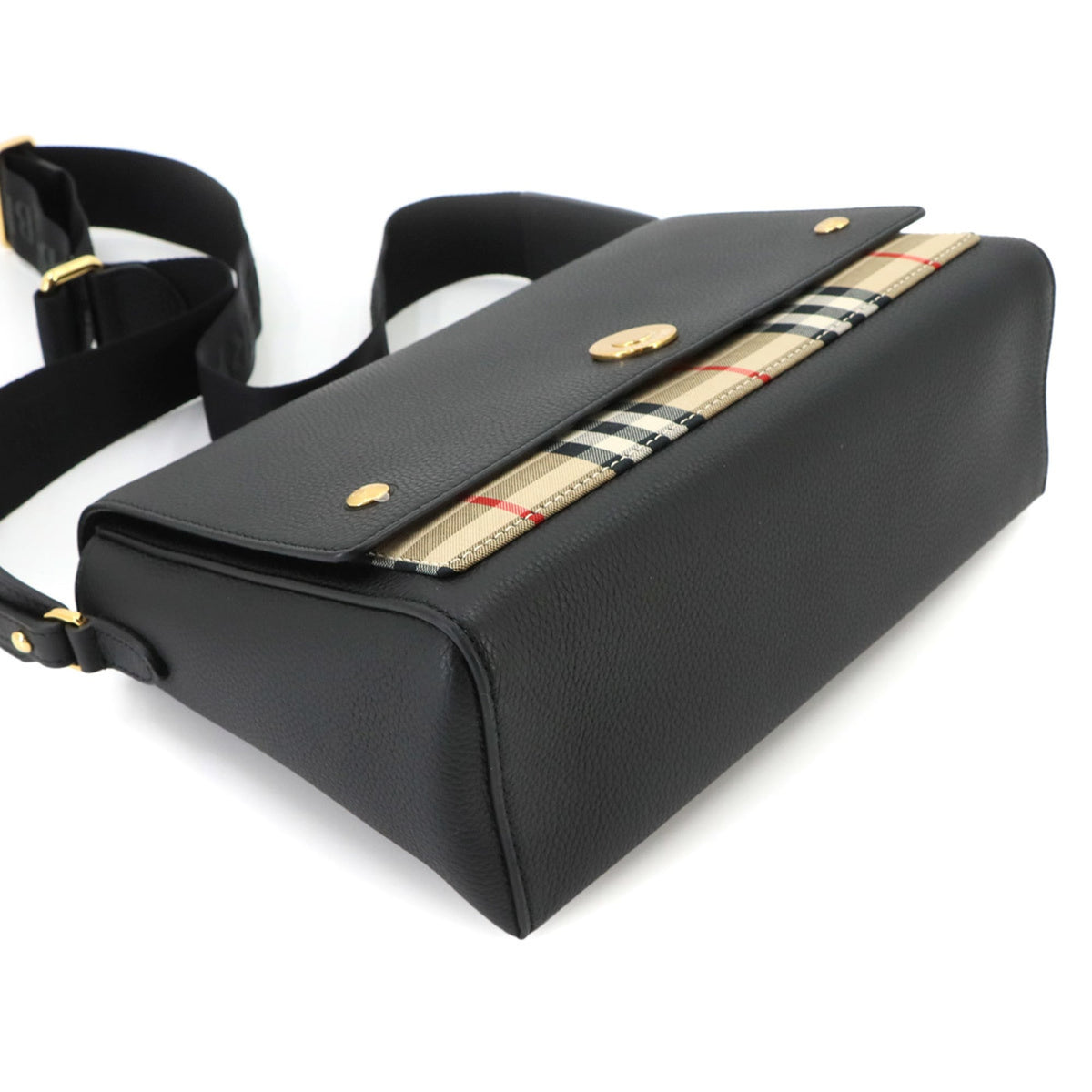 Burberry Black Canvas Leather Handbag Shoulder Bag (Pre-Owned)