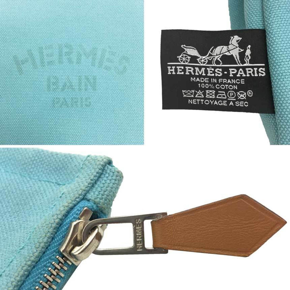 Hermes Blue Canvas Pouch (Pre-Owned)