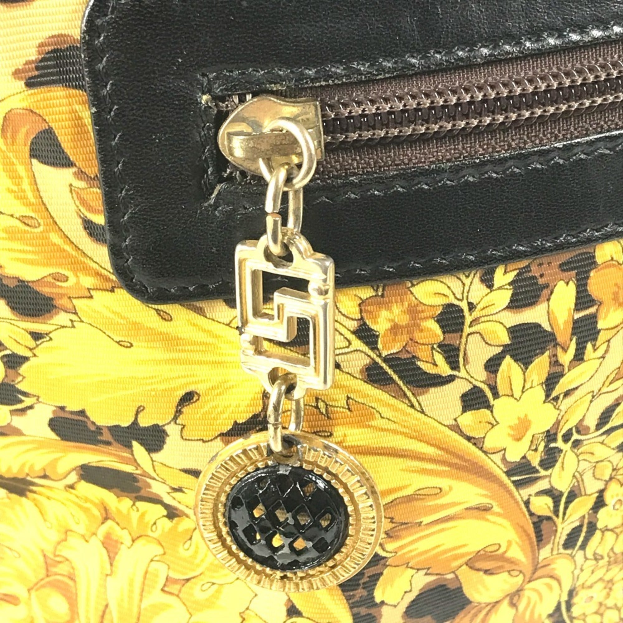 Versace Black Yellow Leather Pvc Backpack (Pre-Owned)
