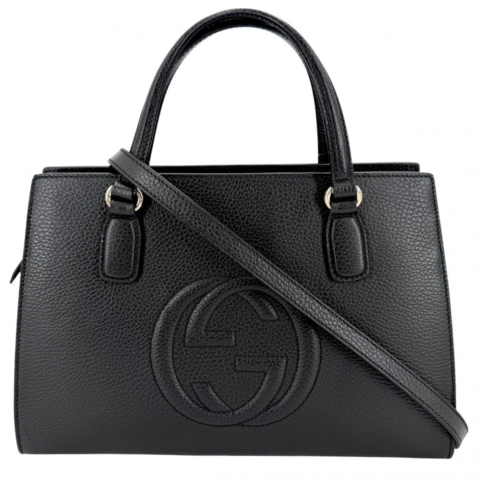 Gucci Soho Black Leather Handbag Shoulder Bag (Pre-Owned)