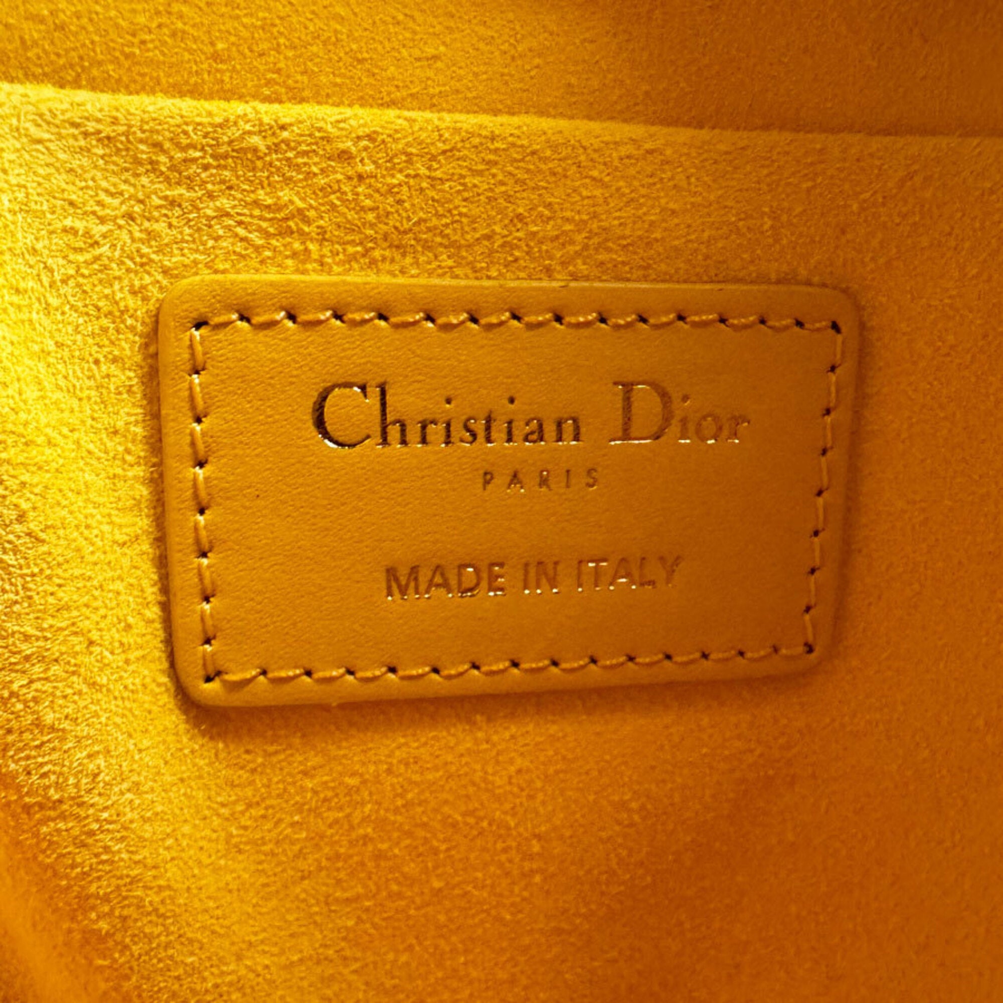 Christian Dior White Yellow Leather Handbag Shoulder Bag (Pre-Owned)