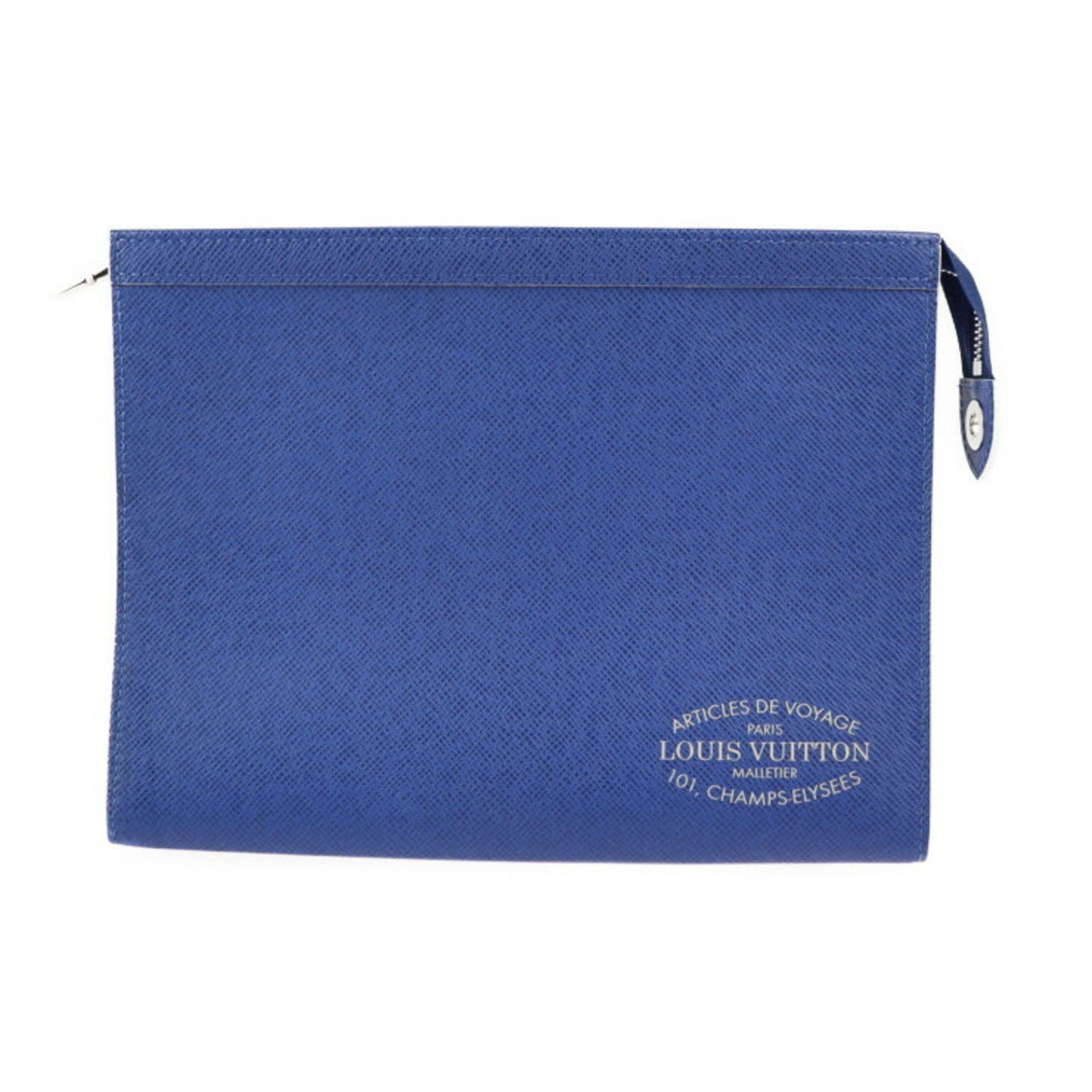 Louis Vuitton Cobalt Taiga Leather Clutch Bag Pochette (Pre-Owned)