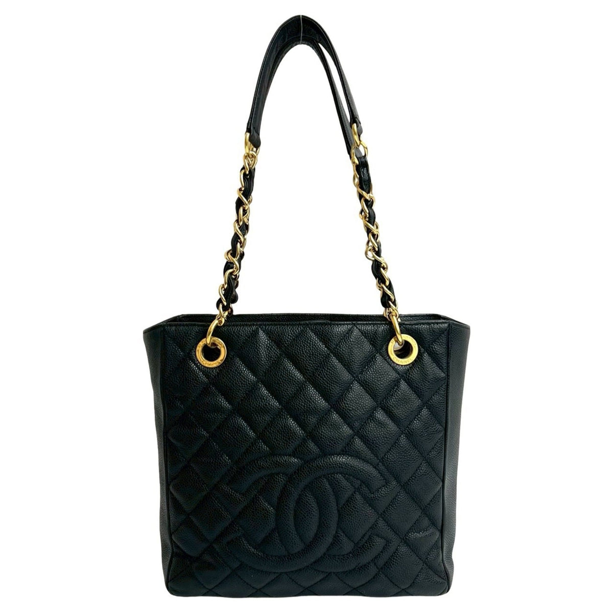 Chanel Black Grained Calfskin Handbag Tote Bag (Pre-Owned)