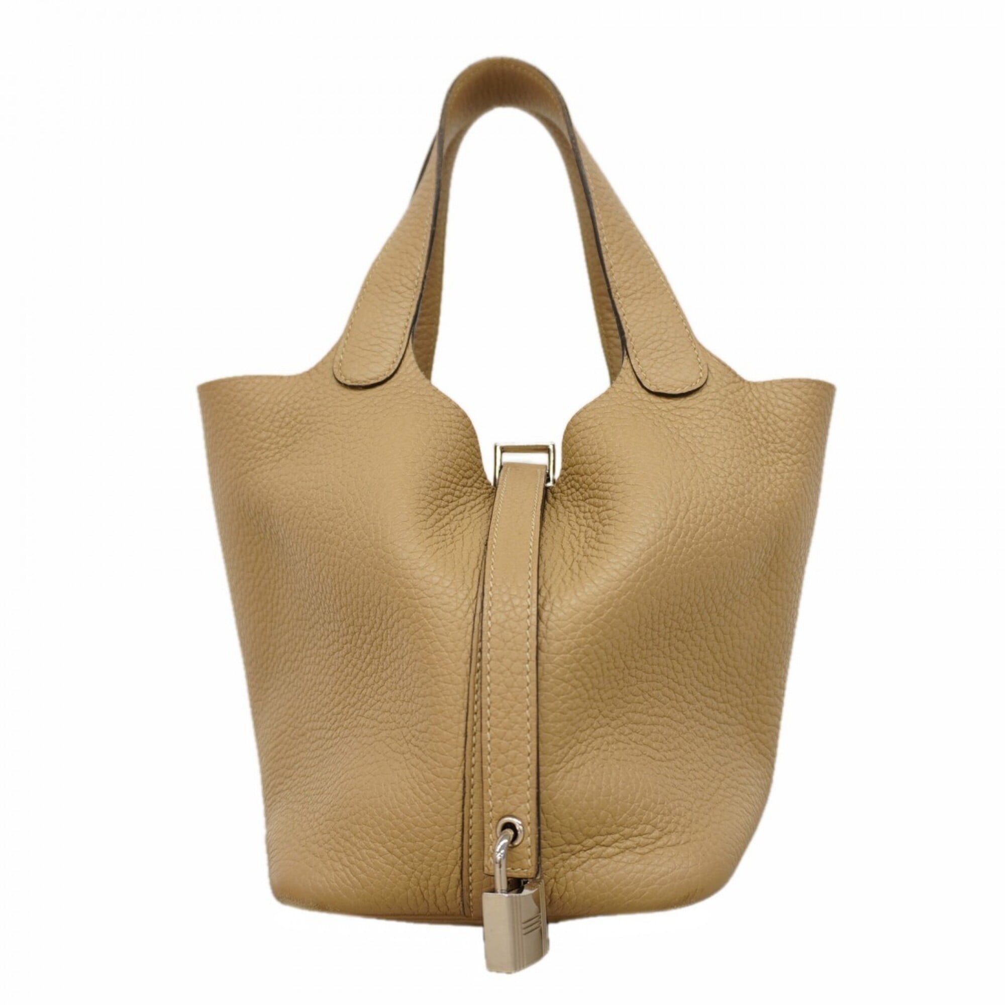 Hermes Beige Taurillon Clemence Leather Handbag (Pre-Owned)
