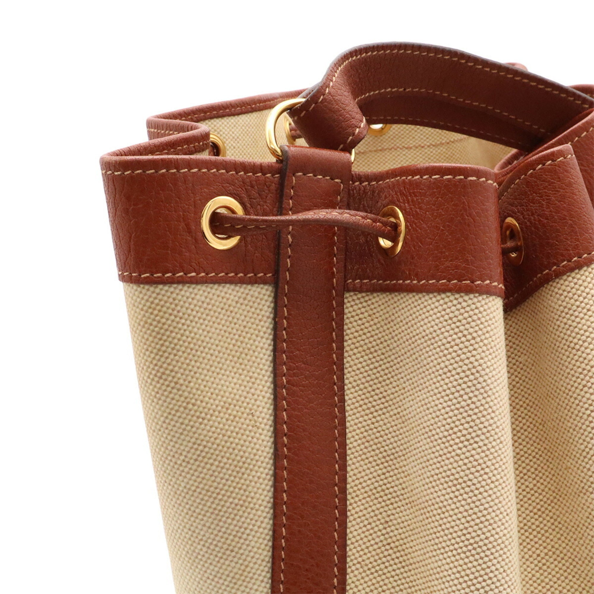 Hermes Beige Brown Toile H Handbag Shoulder Bag (Pre-Owned)