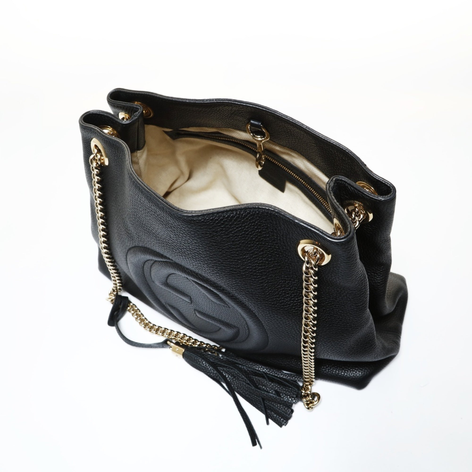 Gucci Soho Black Leather Shoulder Bag (Pre-Owned)