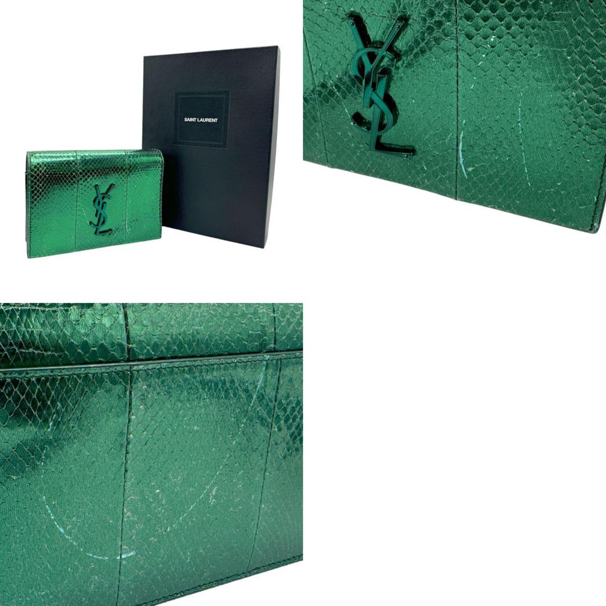 Saint Laurent Metallic Green Leather Shoulder Bag (Pre-Owned)