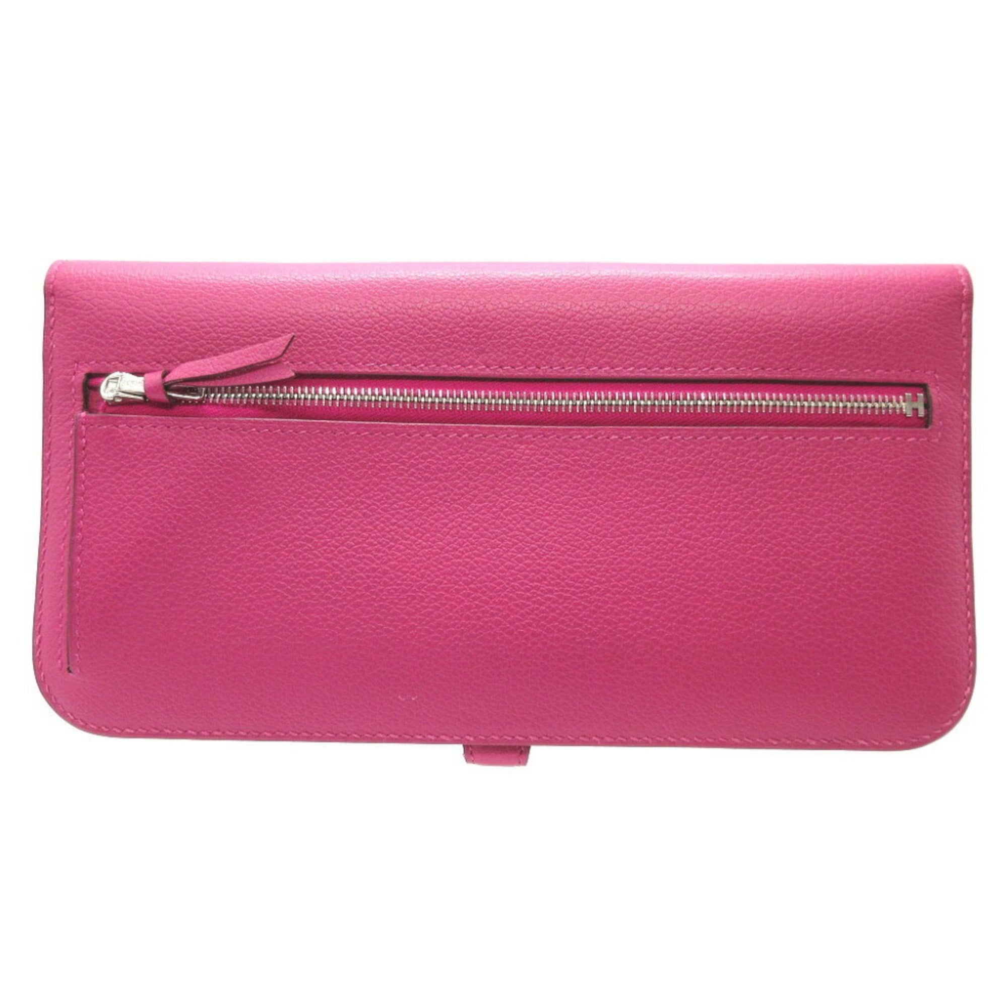 Hermes Rose Purple Leather Long Wallet (Bi-Fold) (Pre-Owned)