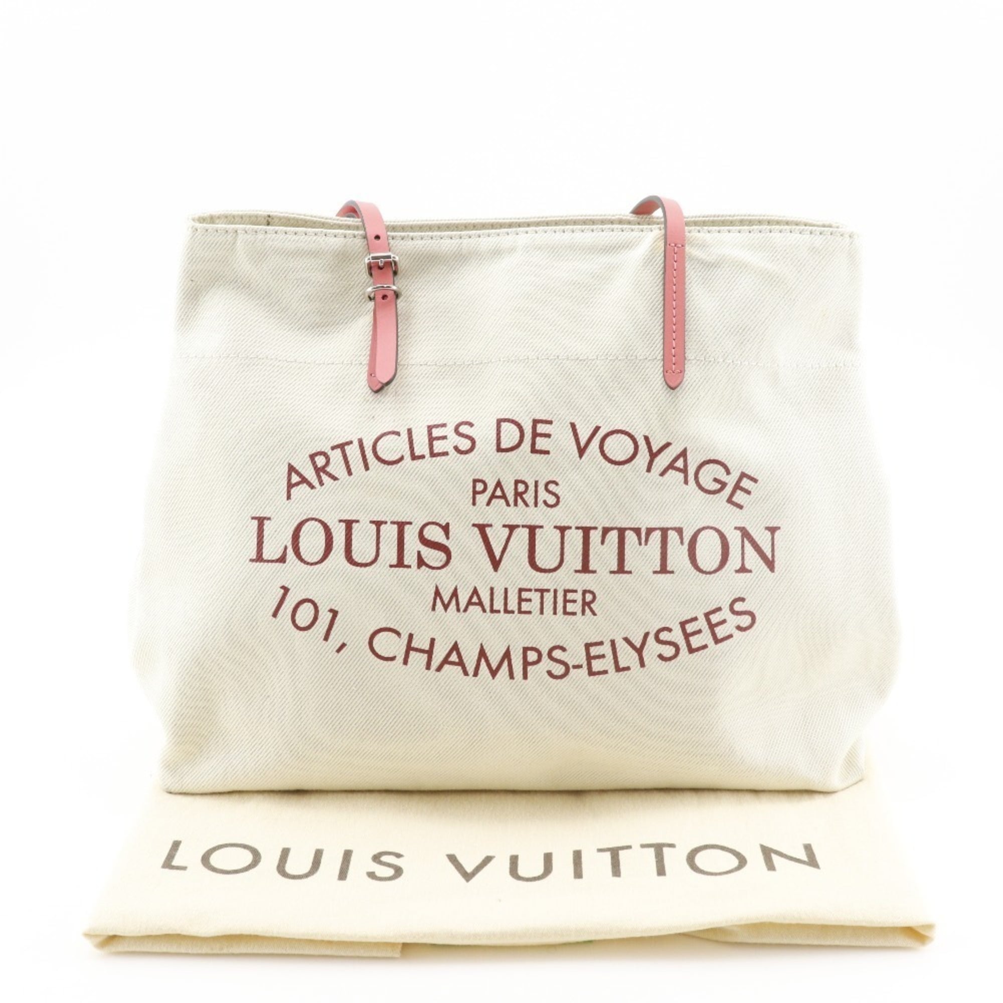 Louis Vuitton Corail Ivory Pink White Canvas Tote Bag (Pre-Owned)