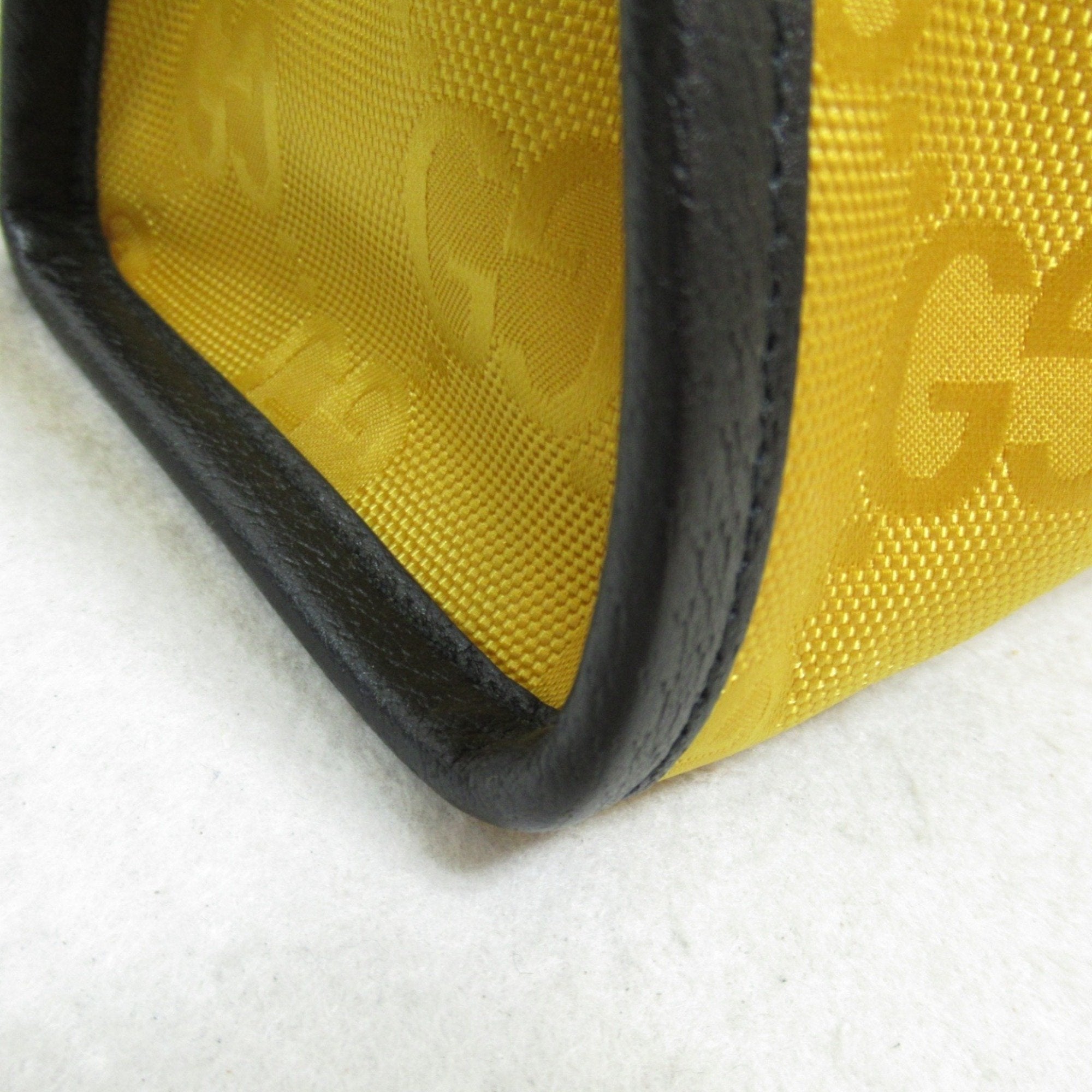 Gucci Black Yellow Leather Nylon Tote Bag