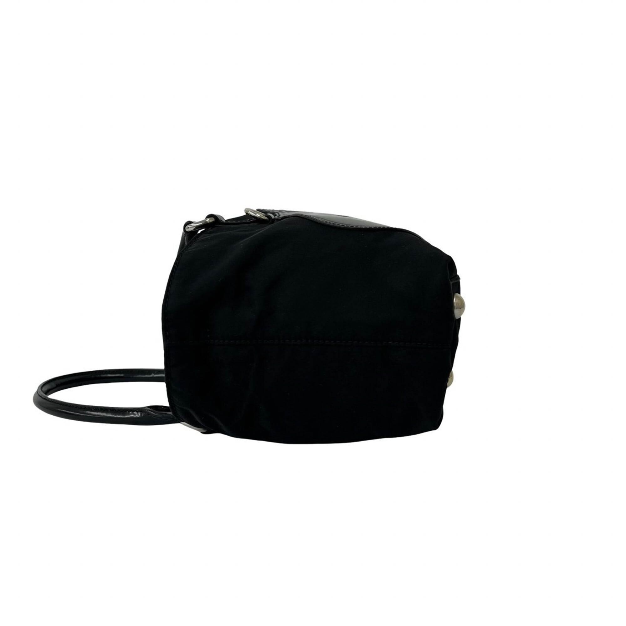 Prada Black Nylon Leather Handbag Shoulder Bag Tote Bag (Pre-Owned)