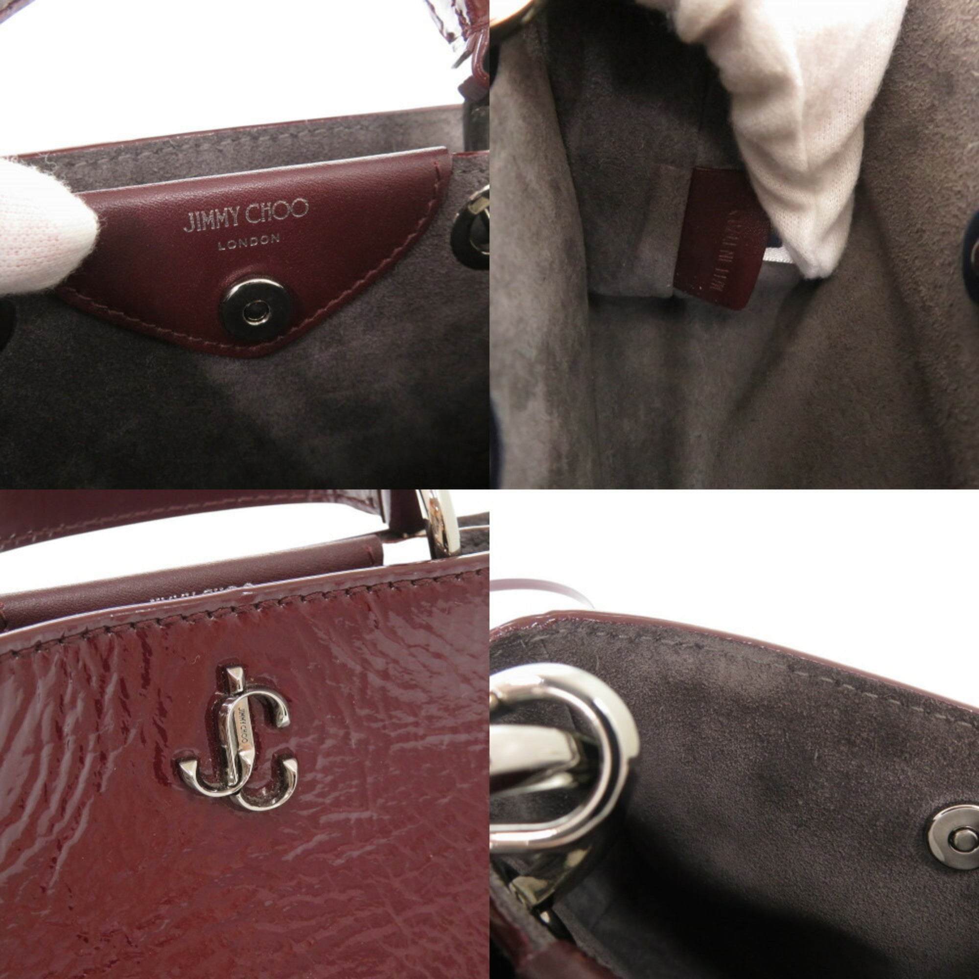 Jimmy Choo Bordeaux Patent Leather Handbag Shoulder Bag (Pre-Owned)
